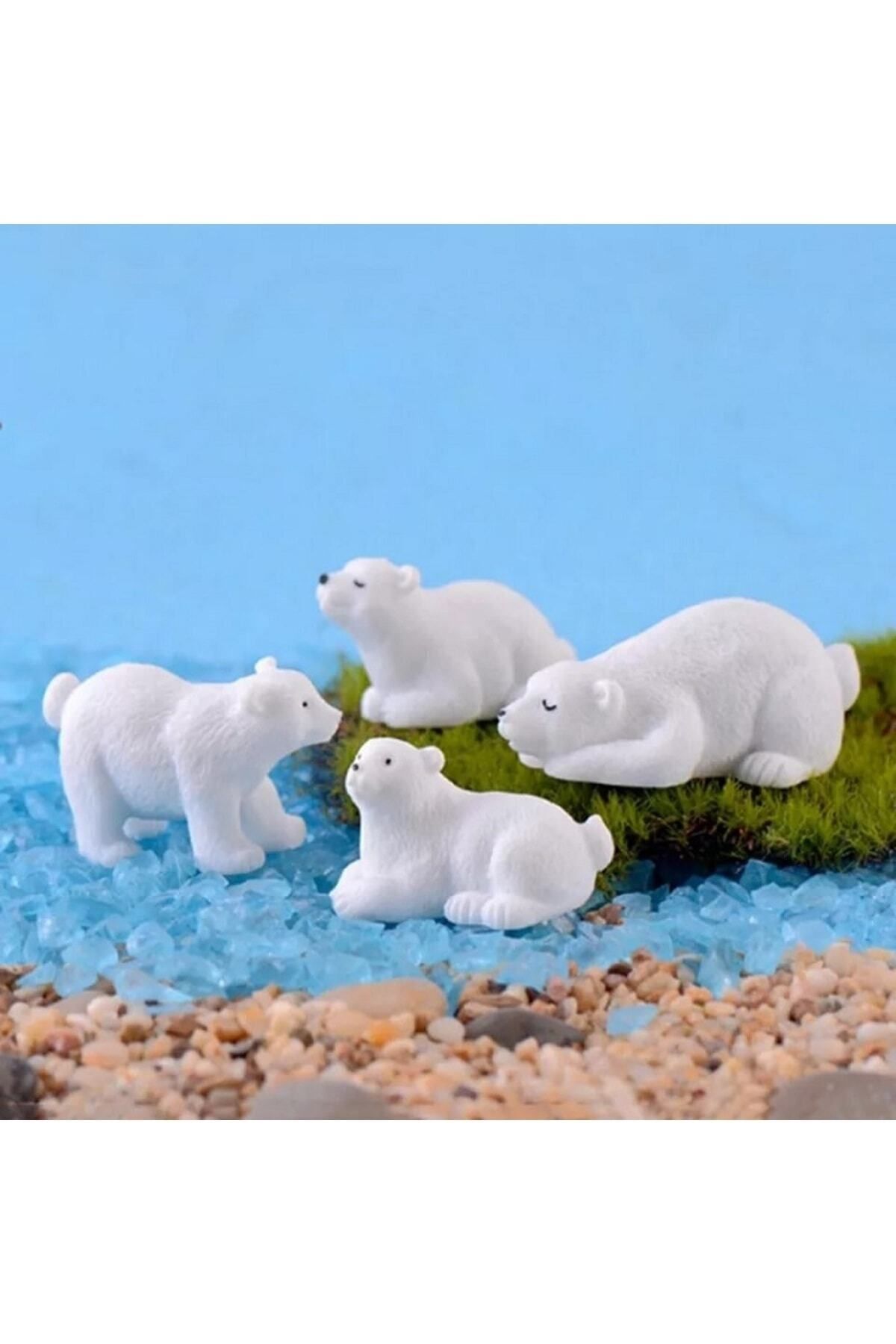 4-Piece Polar Bear Miniature Figure Character Toys Household Small Tiny Toys