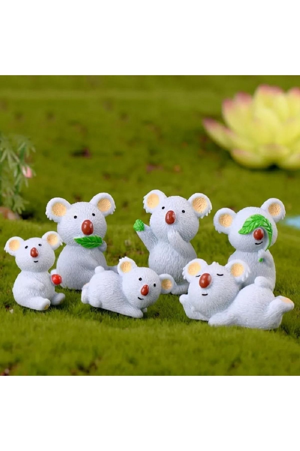 6'lı Koala Maket Kürdanlı Cupcake Pasta Süsü Doğum Günü Süsleri Kürdan Süsü
