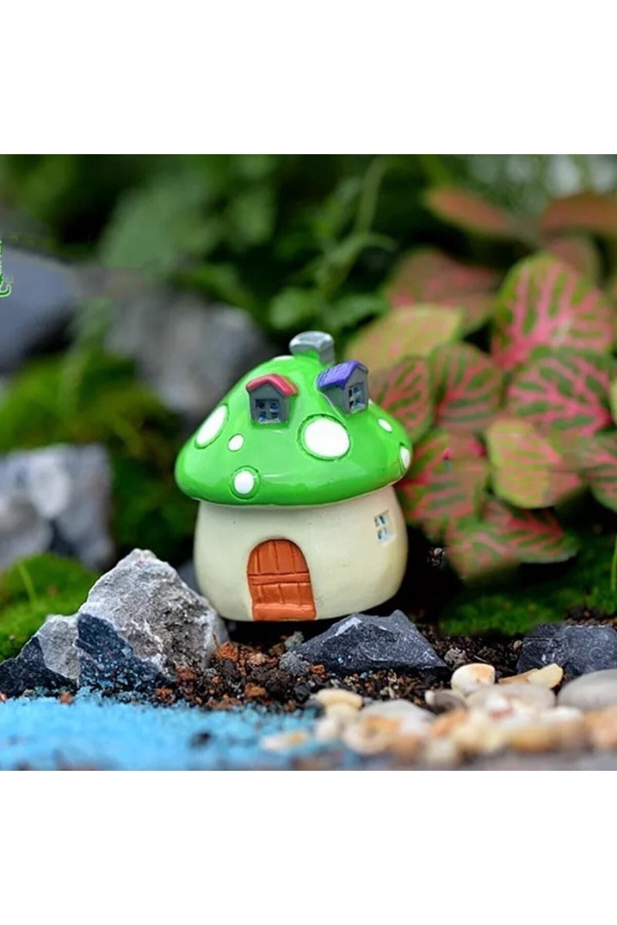 2'li Mantar Ev Diorama Malzemeleri Minyatür Ev Eşyaları Minyatür Oyuncak Figür