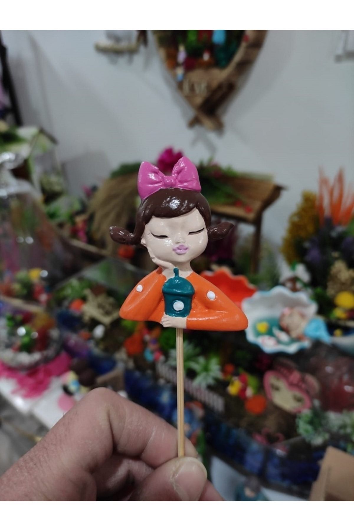 Kız Obje Saksı Süsü Teraryum Obje Teraryum Diorama Malzemeleri Minyatür Obje