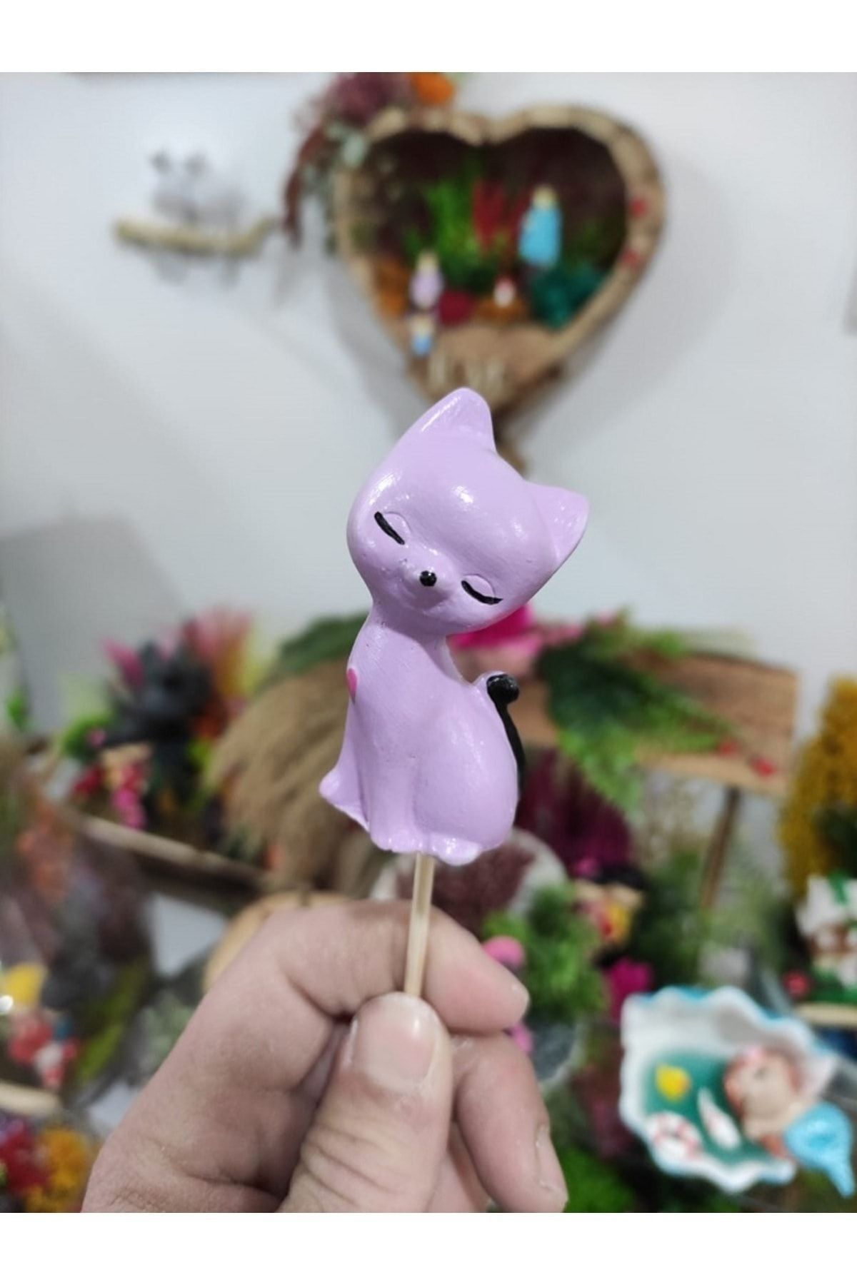 Kedi Maket Kürdanlı Cupcake Pasta Süsü Doğum Günü Süsleri Pasta Kürdanı Kürdan Süsü