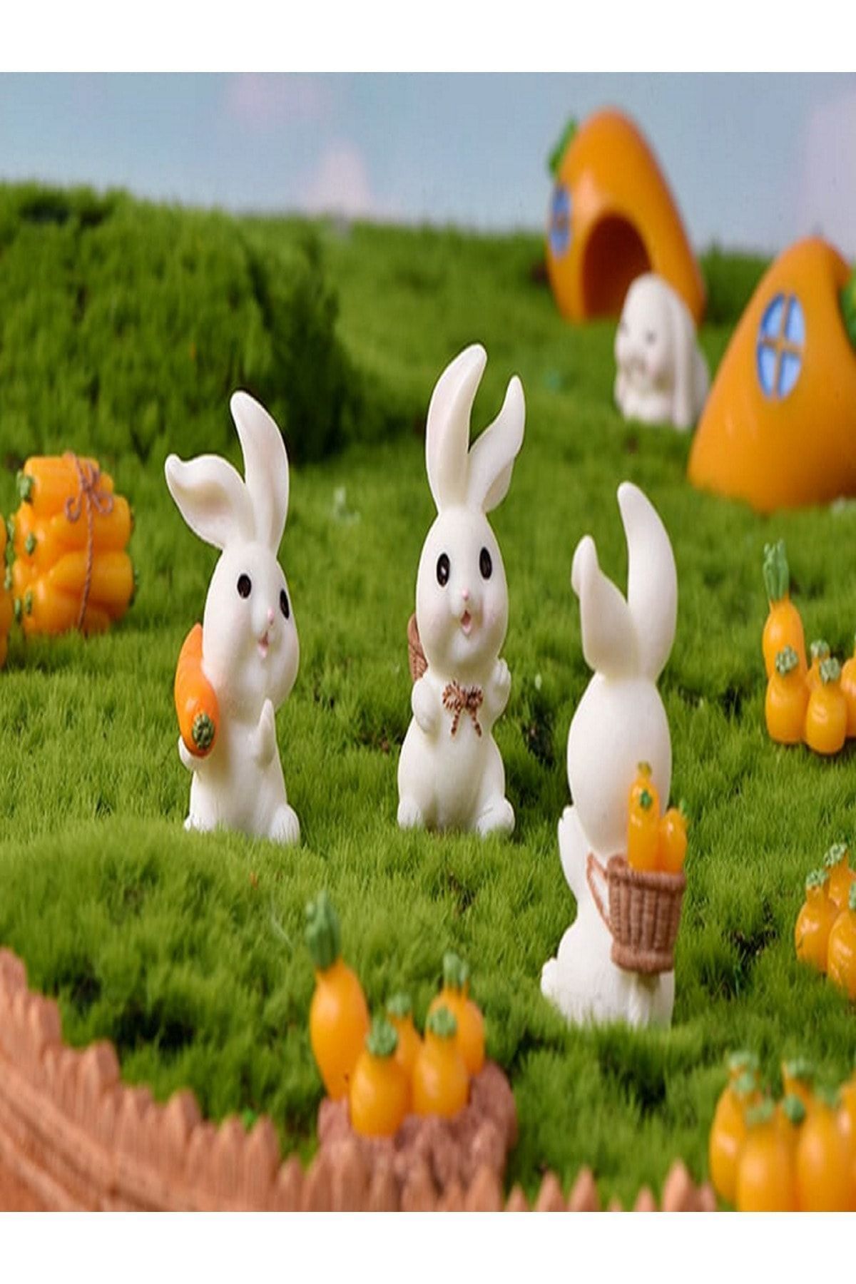 Tavşan Set 11 Parça Maket Kürdanlı Cupcake Pasta Süsü Doğum Günü Süsleri Kürdan Süsü
