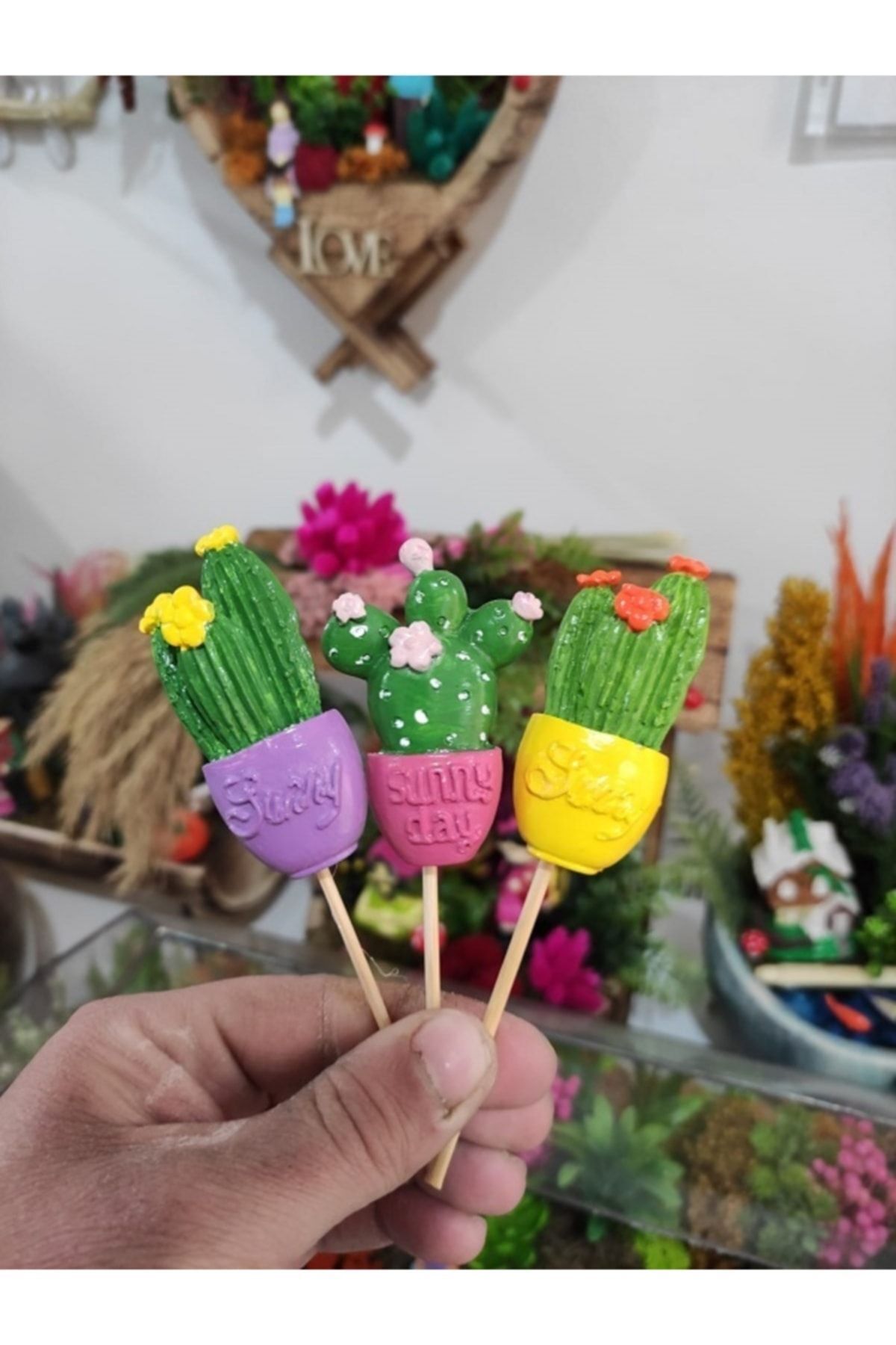 3-Piece Cactus Flower Pot Ornaments Terrarium Object Miniature Object Terrarium Materials
