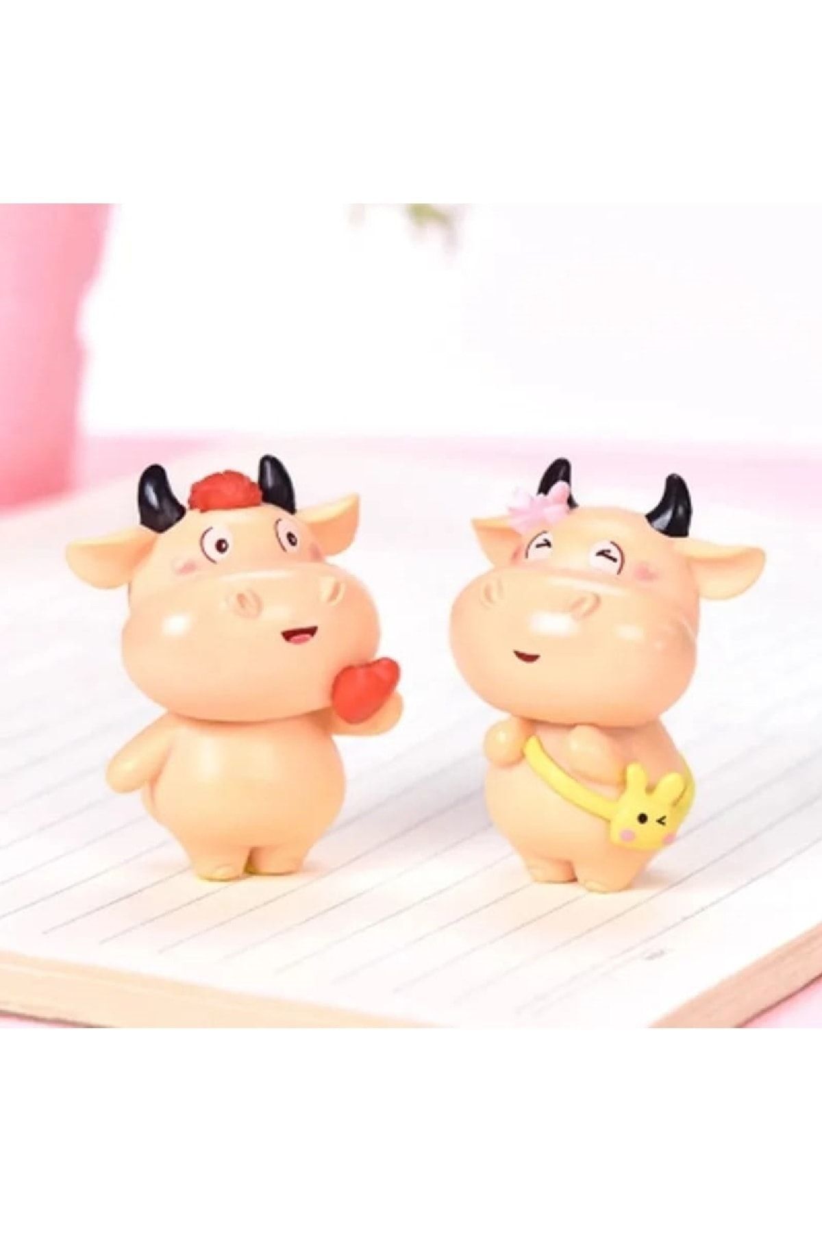 Sevimli Inekler 2 Adet Maket Kürdanlı Cupcake Pasta Süsü Doğum Günü Süsleri