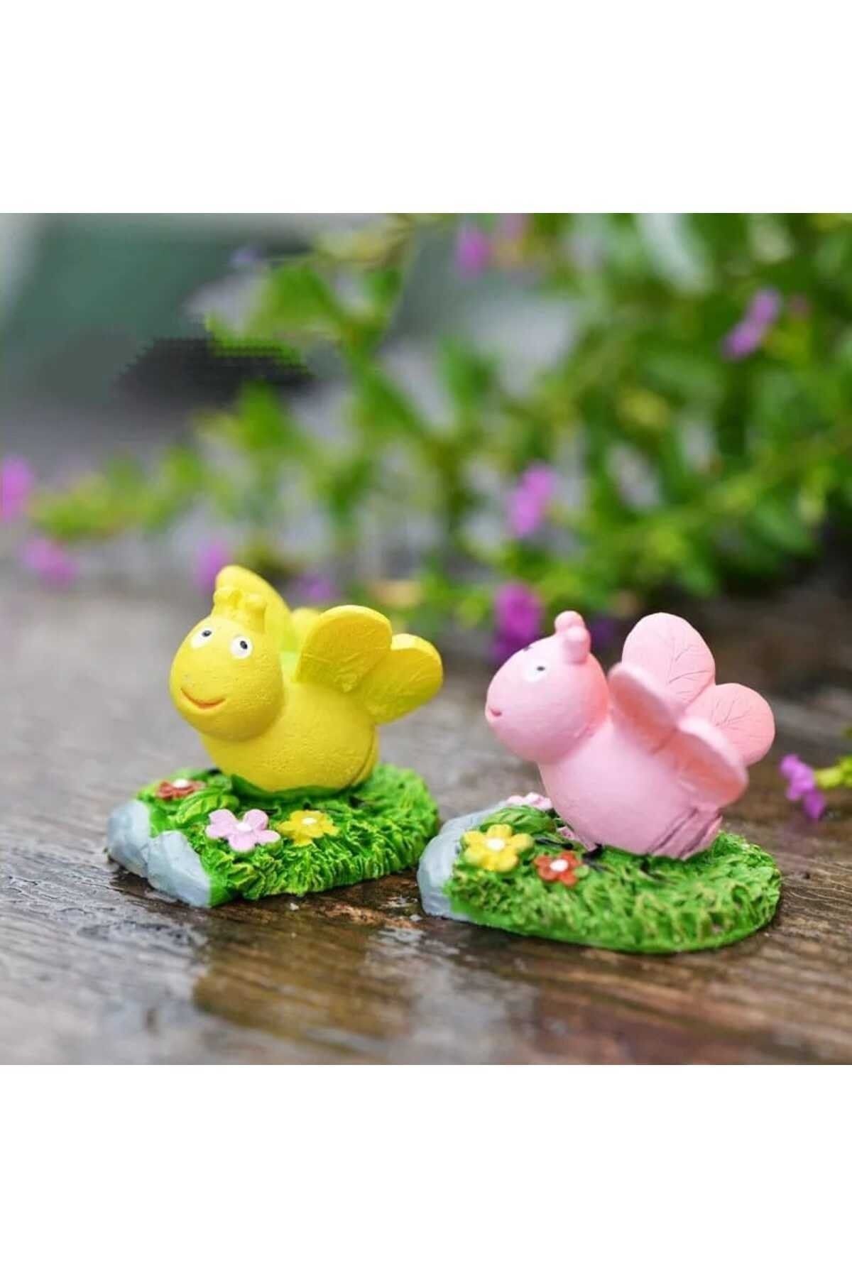2'li Arı Kelebek Maket Kürdanlı Cupcake Pasta Süsü Doğum Günü Süsleri Kürdan Süsü