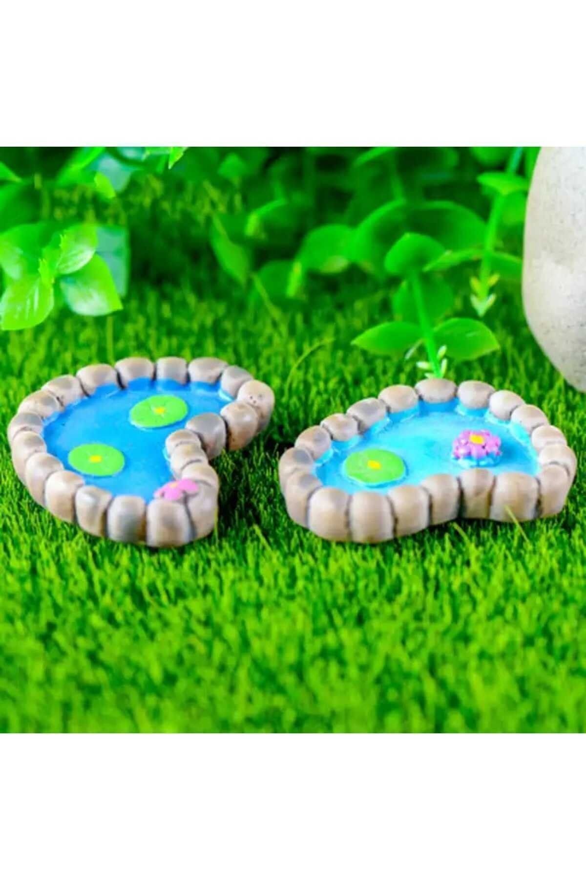 2'li Minik Havuz Maket Kürdanlı Cupcake Pasta Süsü Doğum Günü Süsleri Kürdan Süsü