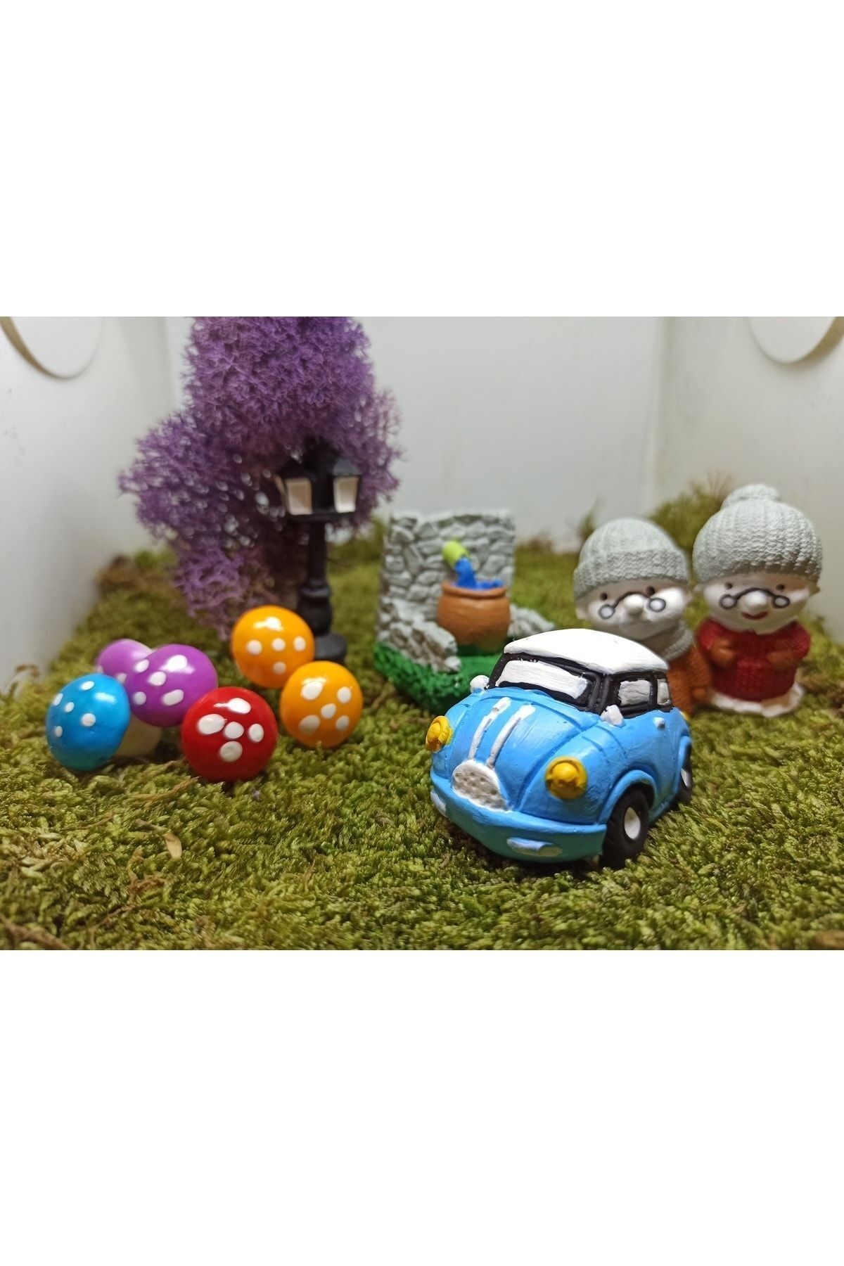 Mavi Araba Maket Kürdanlı Cupcake Pasta Süsü Doğum Günü Süsleri Kürdan Süsü