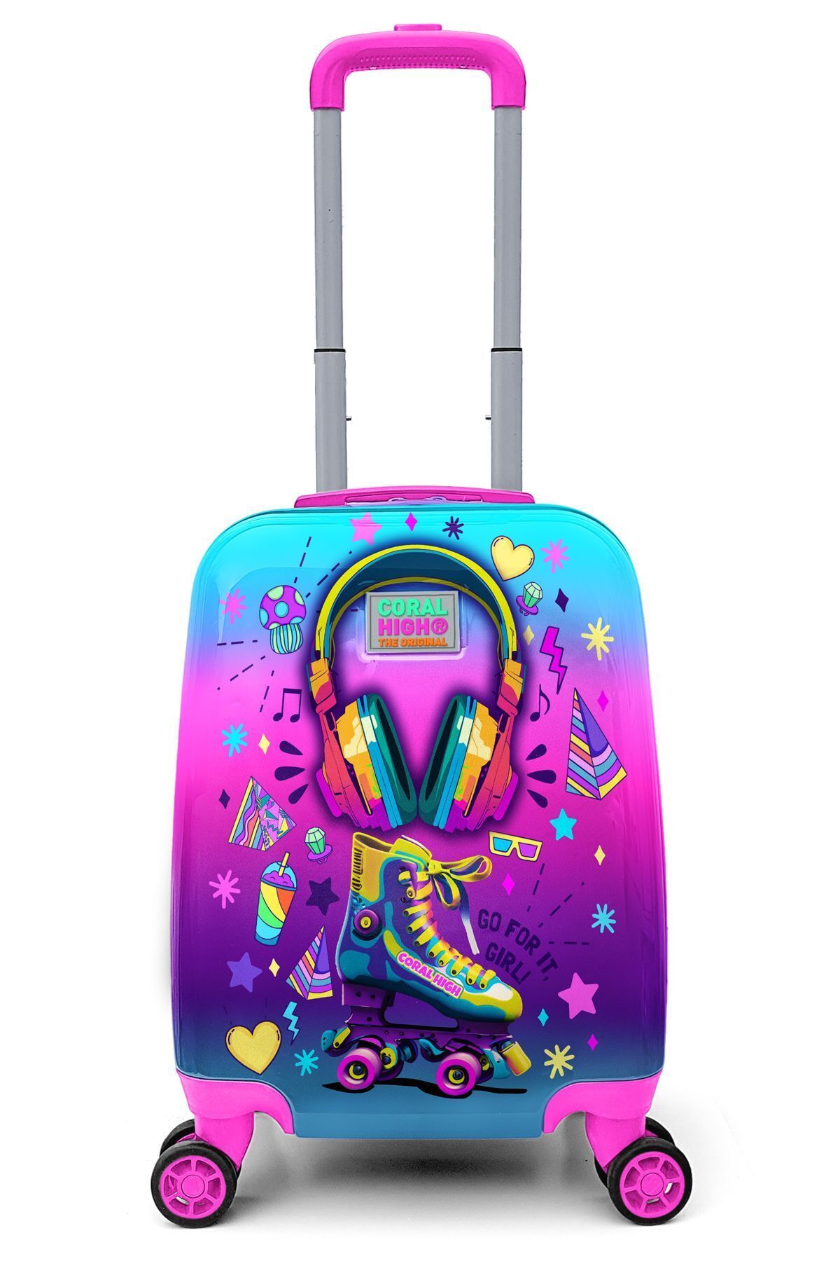 Kids Headset Skate Patterned Children's Suitcase 16772