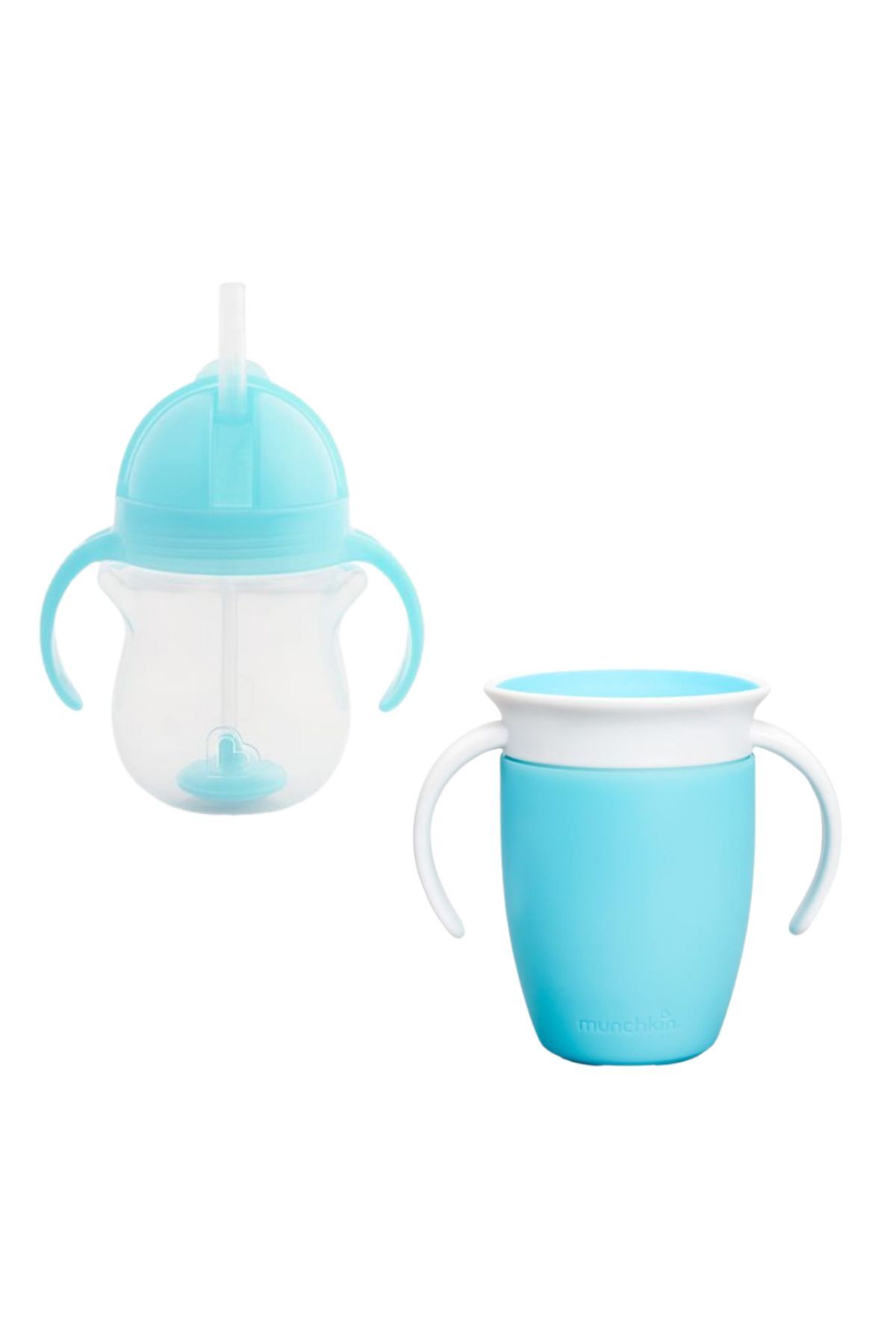 Munchkin Tıklama Kilitli Uçlu Alıştırma Bardağı+Munchkin Mucize360° Alıştırma Bardağı,6ay+207mlMavi