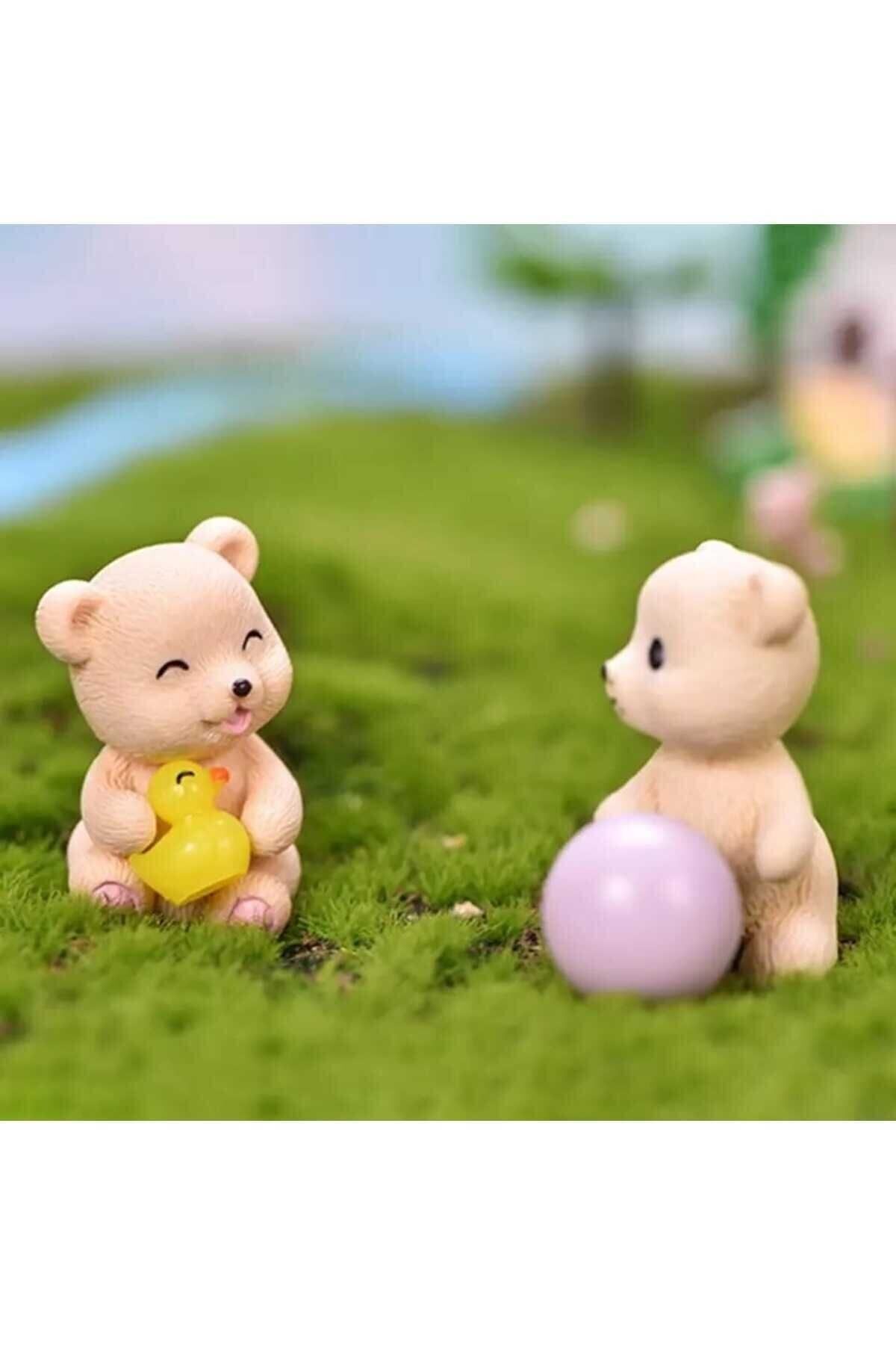 Himi Pasta Süsleri 2'li Ayıcık Minyatür Figür Karakter Oyuncakları Evcilik Oyuncakları Küçük Minik Oyuncaklar