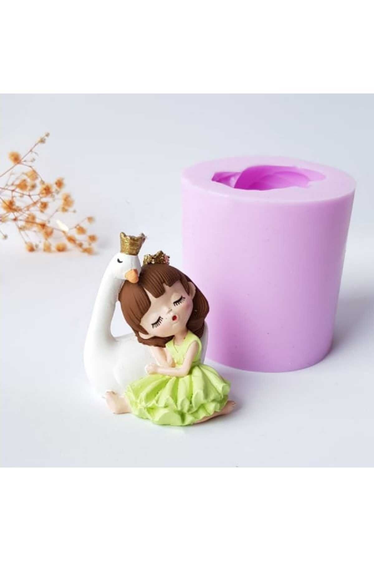 Kuğu Kız Maket Kürdanlı Cupcake Pasta Süsü Doğum Günü Süsleri Kürdan Süsü