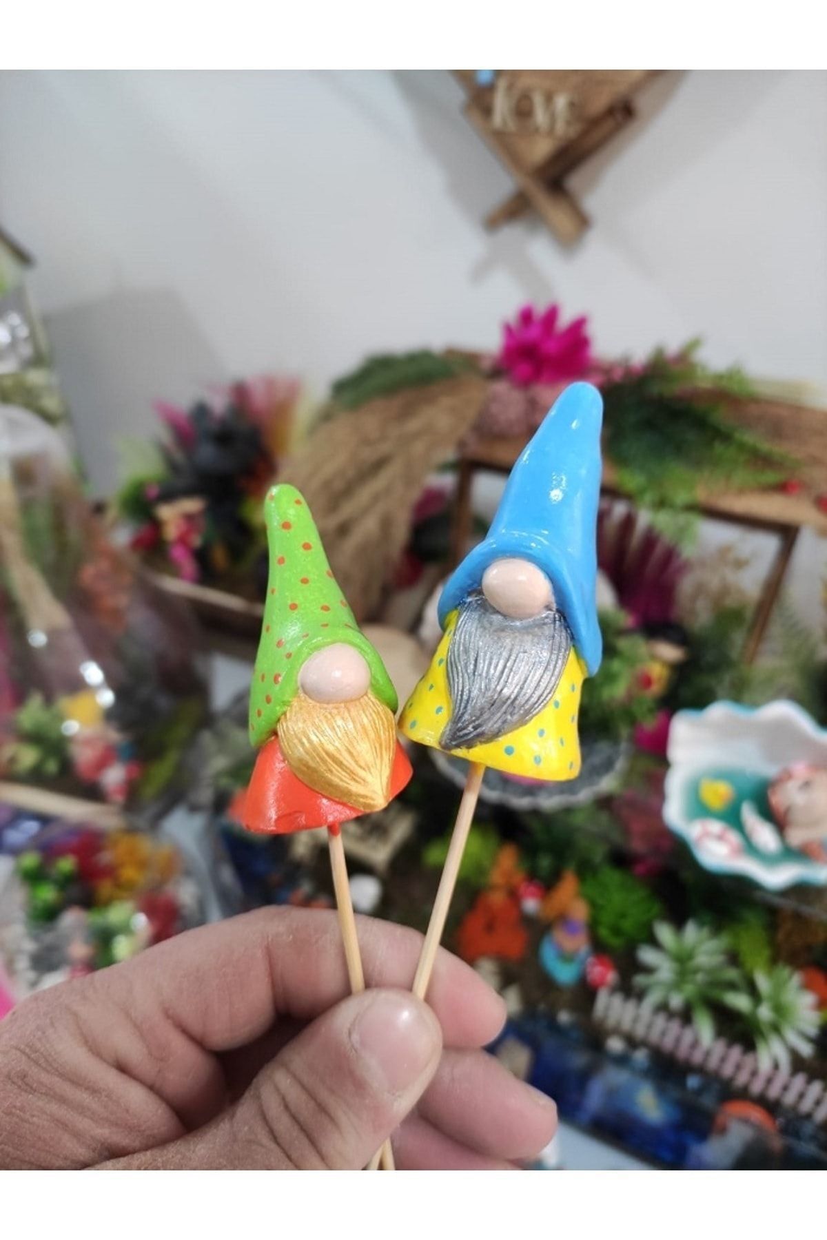 2'li Burnuk Maket Kürdanlı Cupcake Pasta Süsü Doğum Günü Süsleri Kürdan Süsü