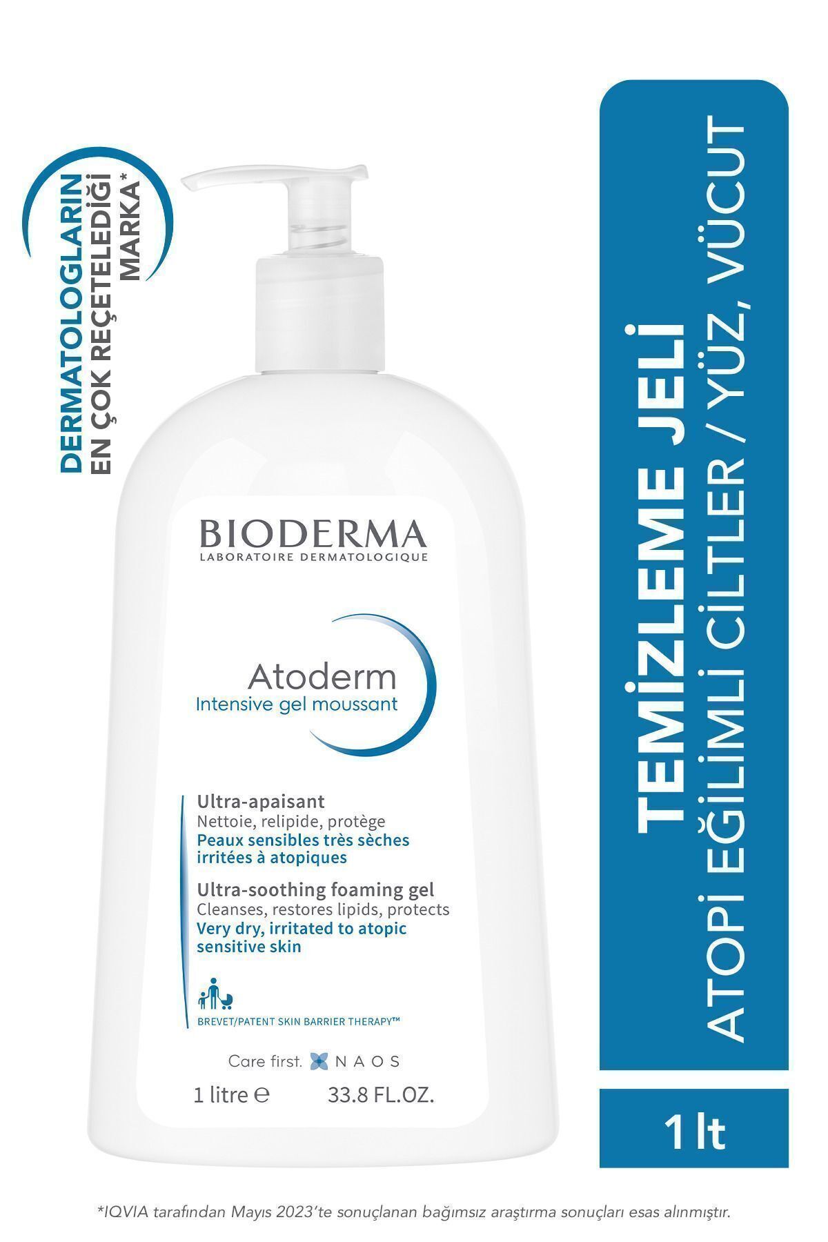 Atoderm Intensive Foaming Gel Çok Kuru Atopi Eğilimli Cilt Onarıcı Temizleme Jeli Niasinamid 1 Lt