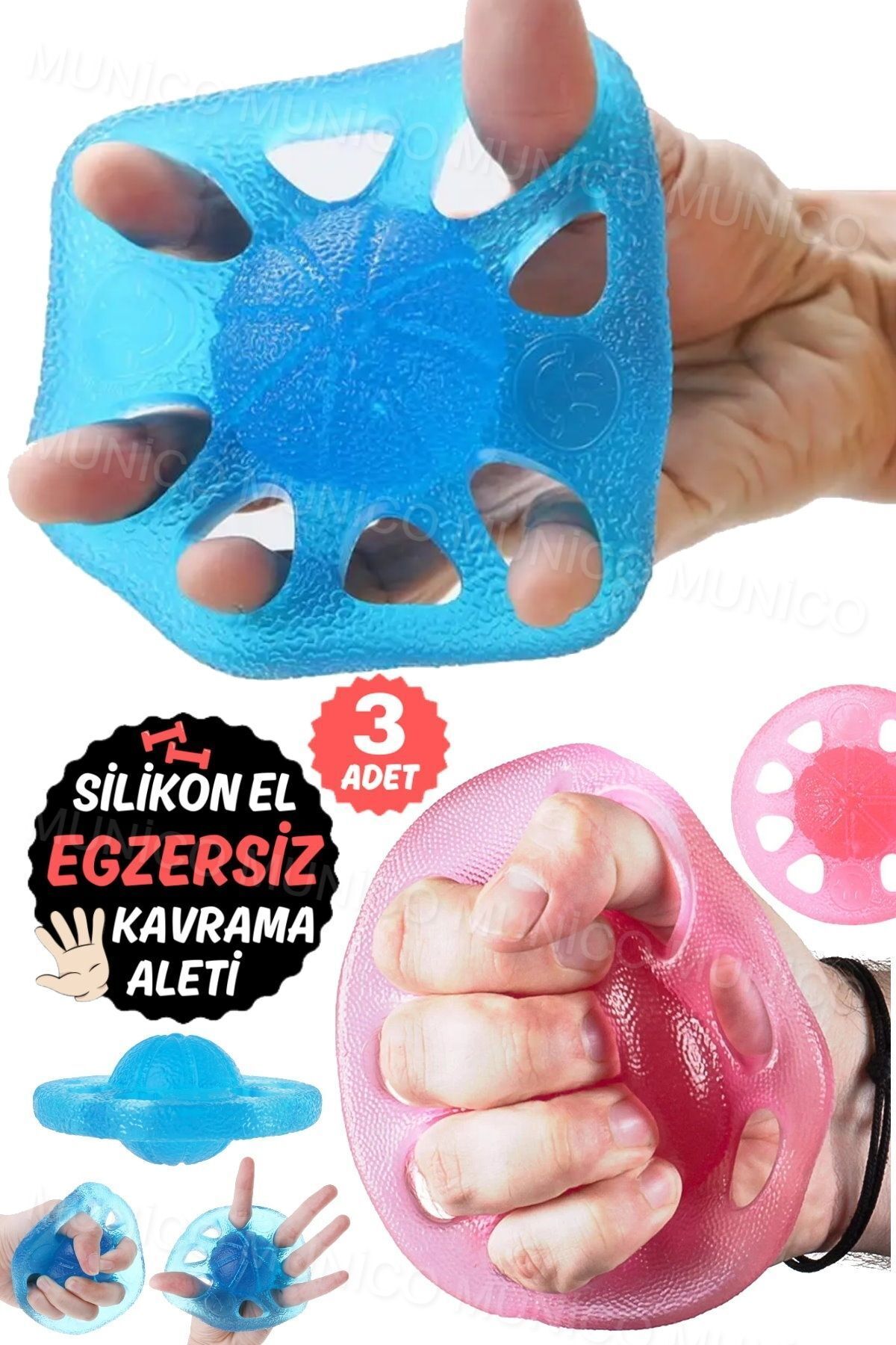 Munico 3 Adet Müzik ve Spor Performansı El Kavrama Egzersiz Aleti Fizik Tedavi El Egzersiz