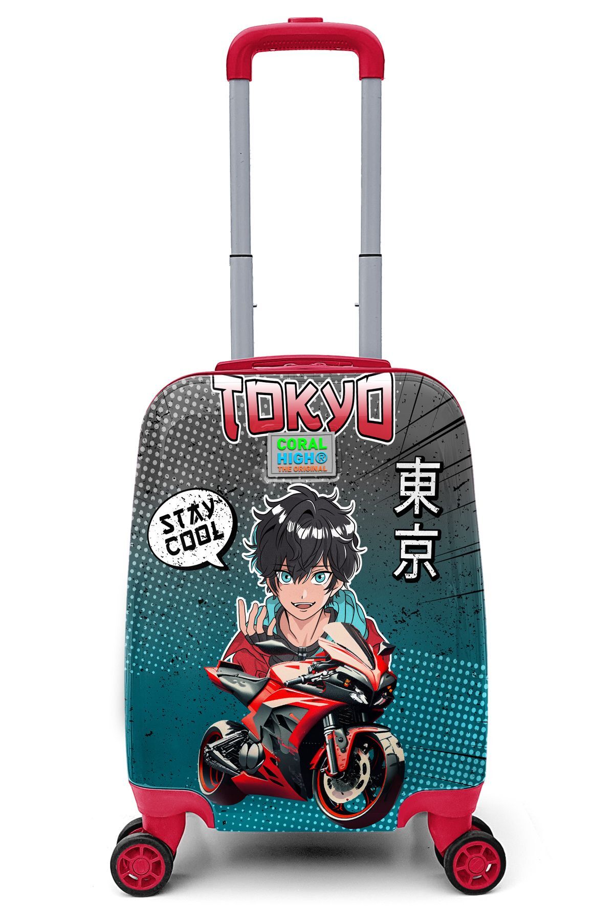 Kids Anime Motorcycle Patterned Children's Suitcase 16782