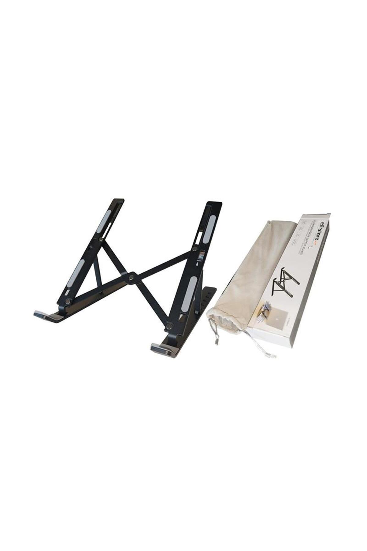 Elitstore Taşınabilir Katlanır Alüminyum Notebook Standı Siyah (Kılıf Hediyeli) 4