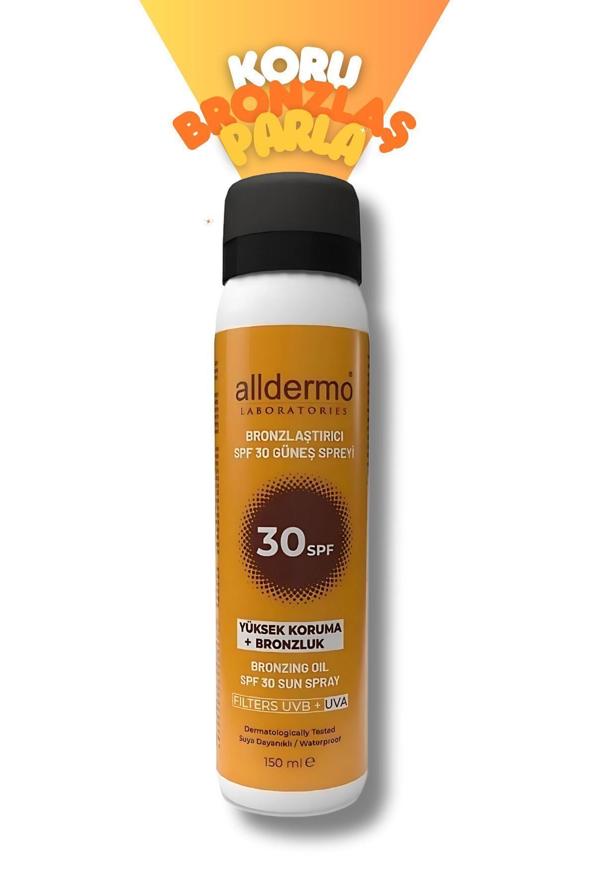 اسپری برنزینگ ضد آفتاب Spf30 150 میلی لیتر Alldermo