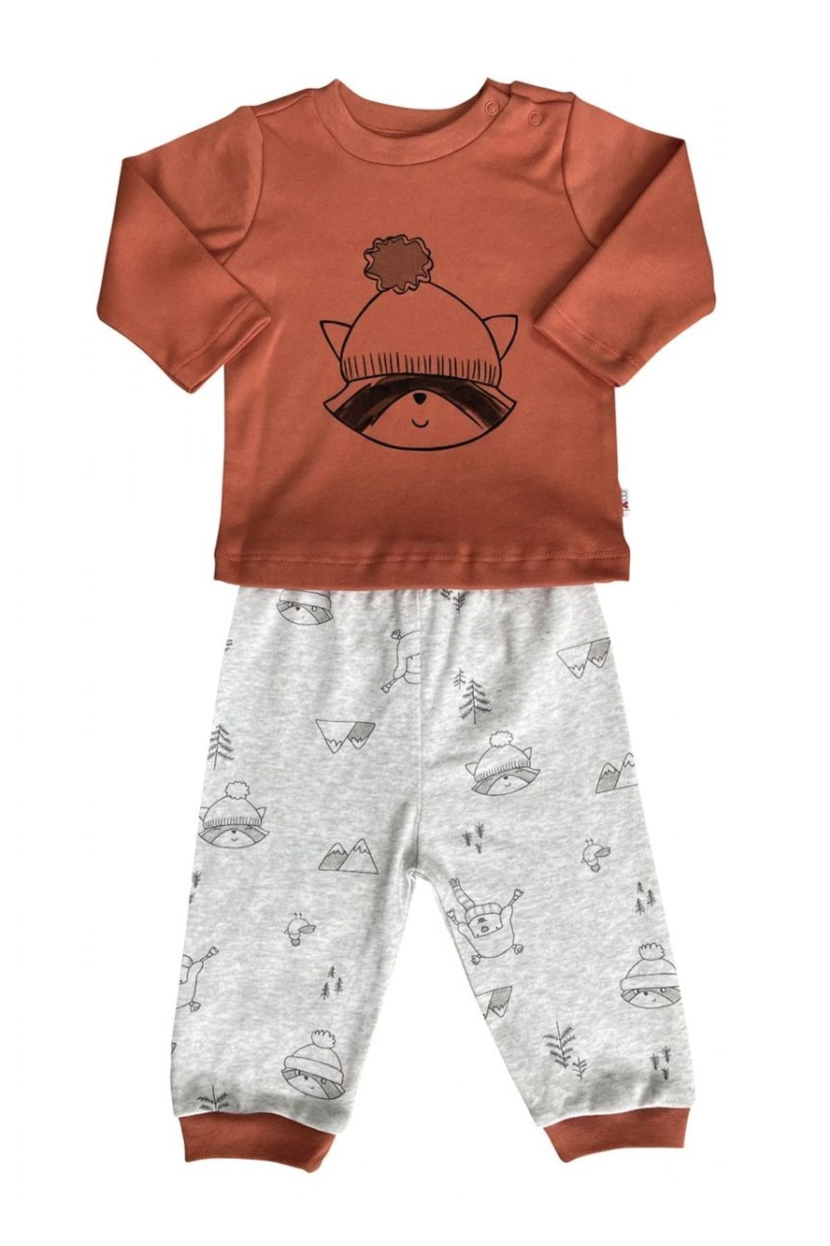 Mother Love ORGANİK TURUNCU RAKUN DESENLİ PİJAMA TAKIMI fotoğrafı 2 (önizleme)