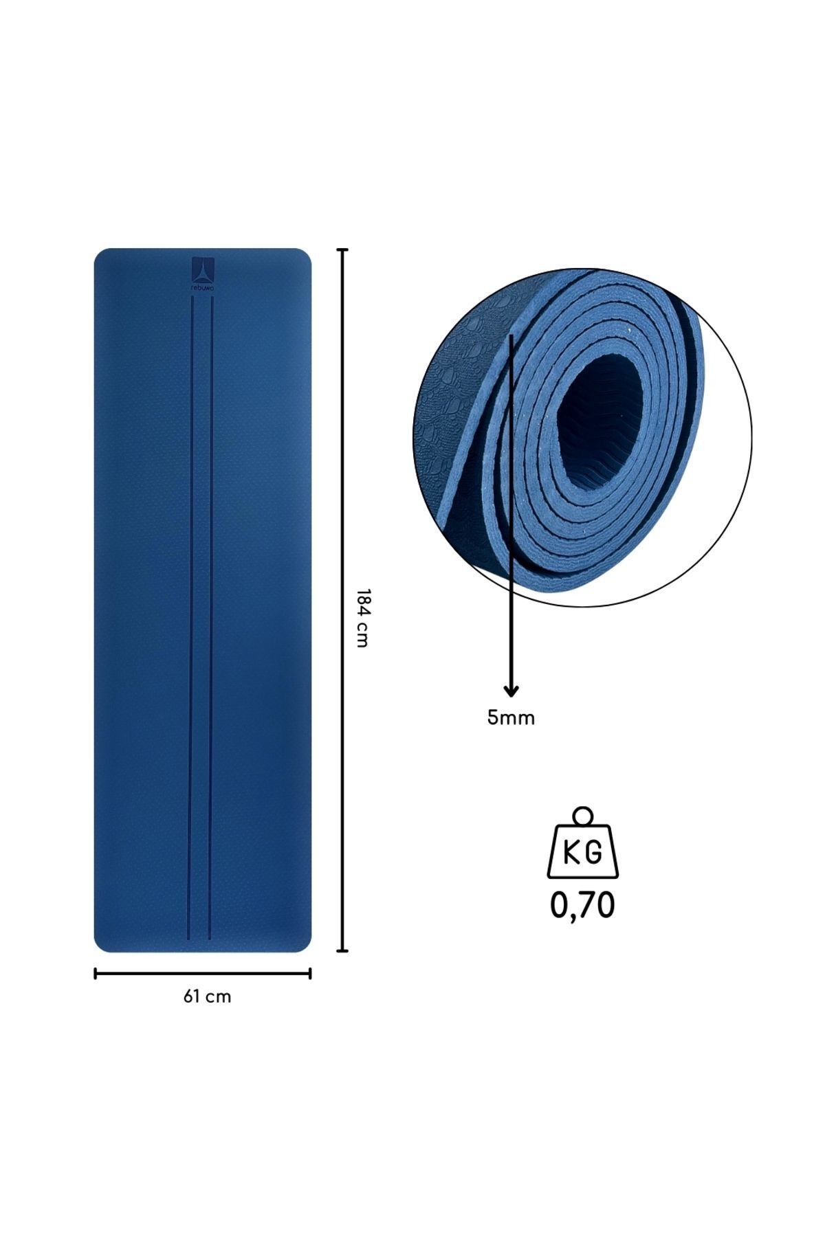 زیرانداز پیلاتس آبی طراحی دو خط 5 میلی متر TPE یوگا Pilates Mat Rebuwo