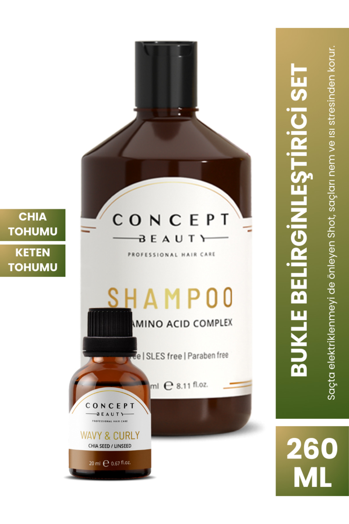 Concept Beauty Bukle Belirginleştirici Saç Bakım Seti - Chia Tohumu-keten Tohumu Özlü Doğal-organik Şampuan — CBSHP-WCR