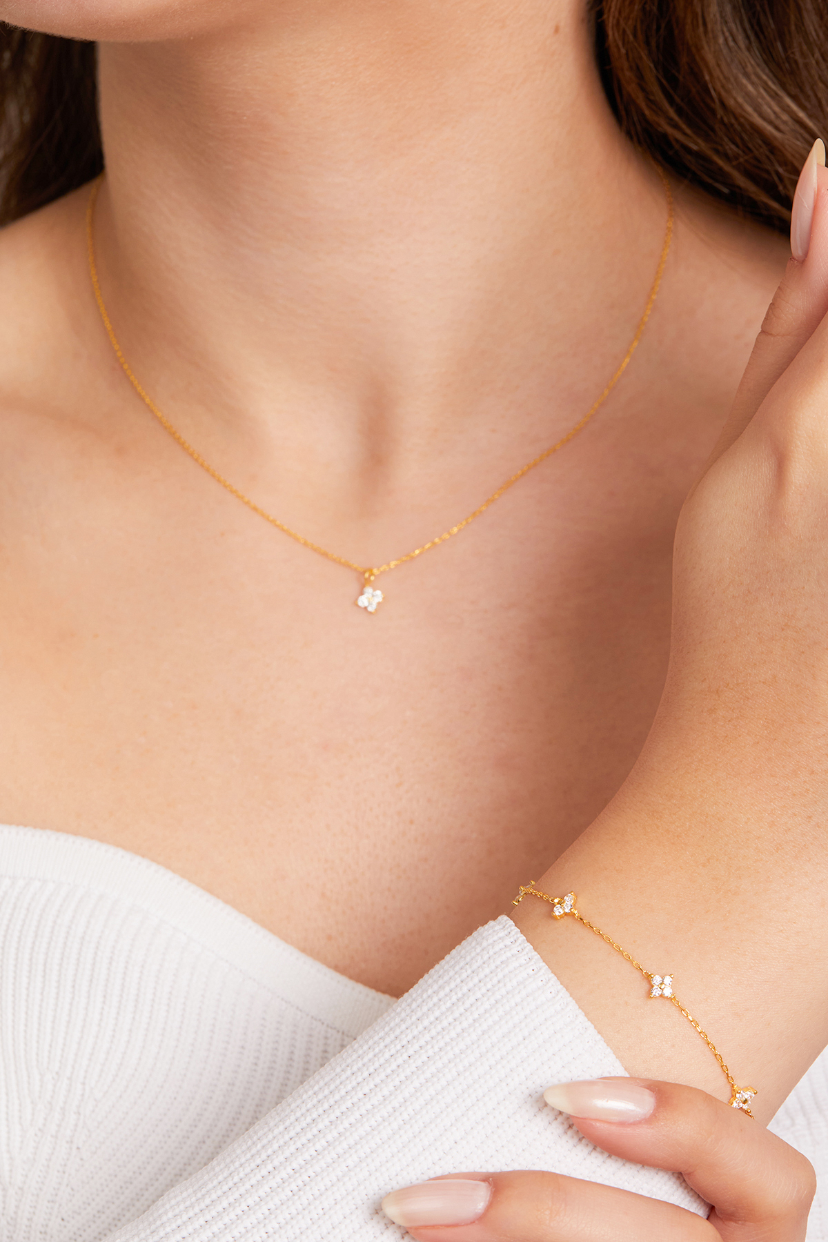 Elika Silver 925 Ayar Gümüş Minimal Kolye ve Bileklik Set