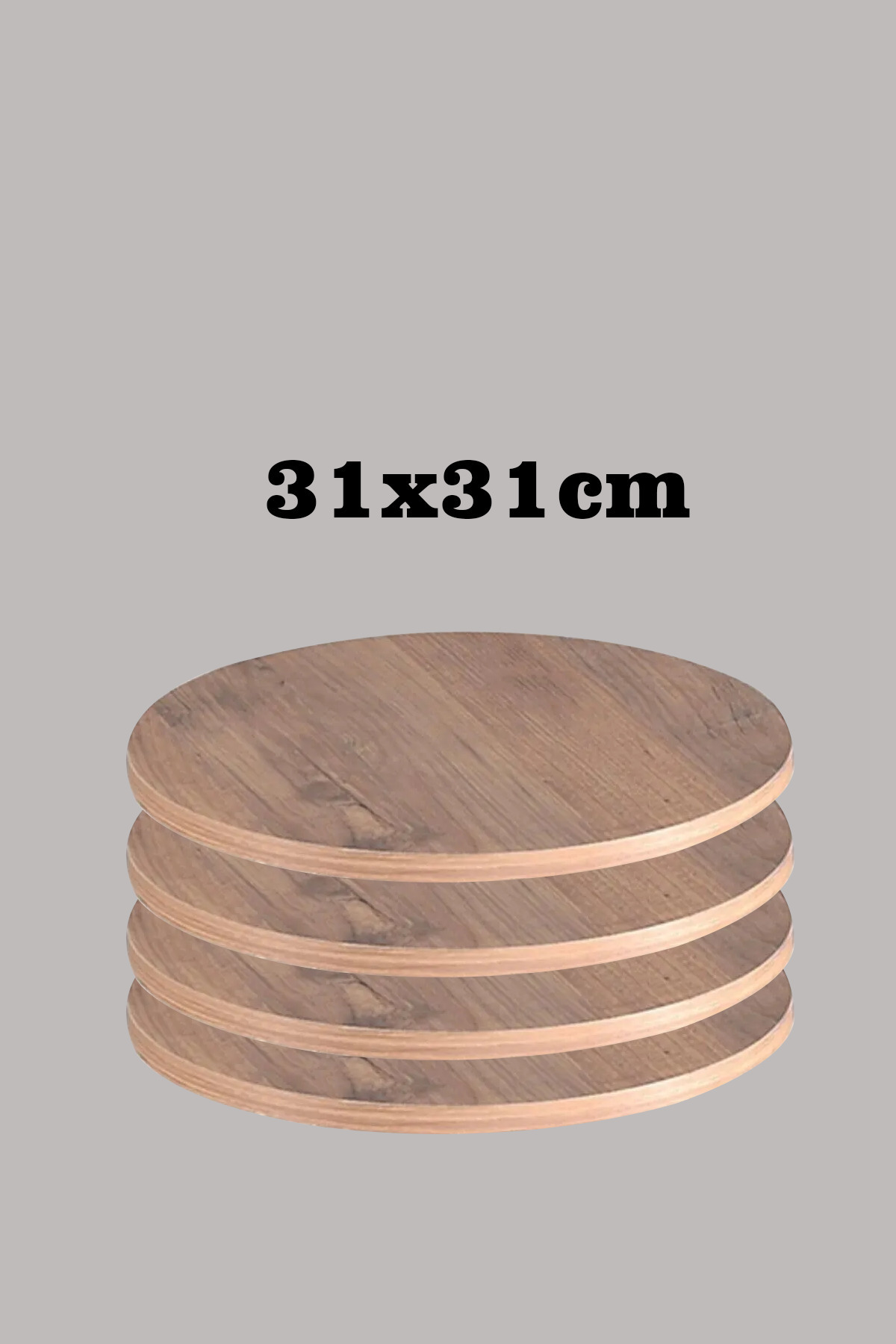 Açık Ceviz 31 X 31 Cm 4'lü Suntalam Sehpa Üst Tablası Dekorasyon Sunum Tabağı