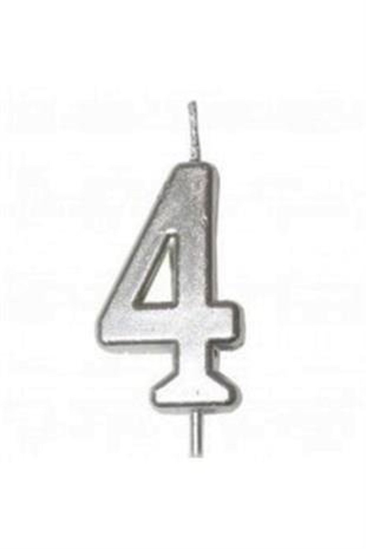 Onay Store 4 Yaş Küçük Boy Gümüş Renk Rakam Mum Parti Malzemesi