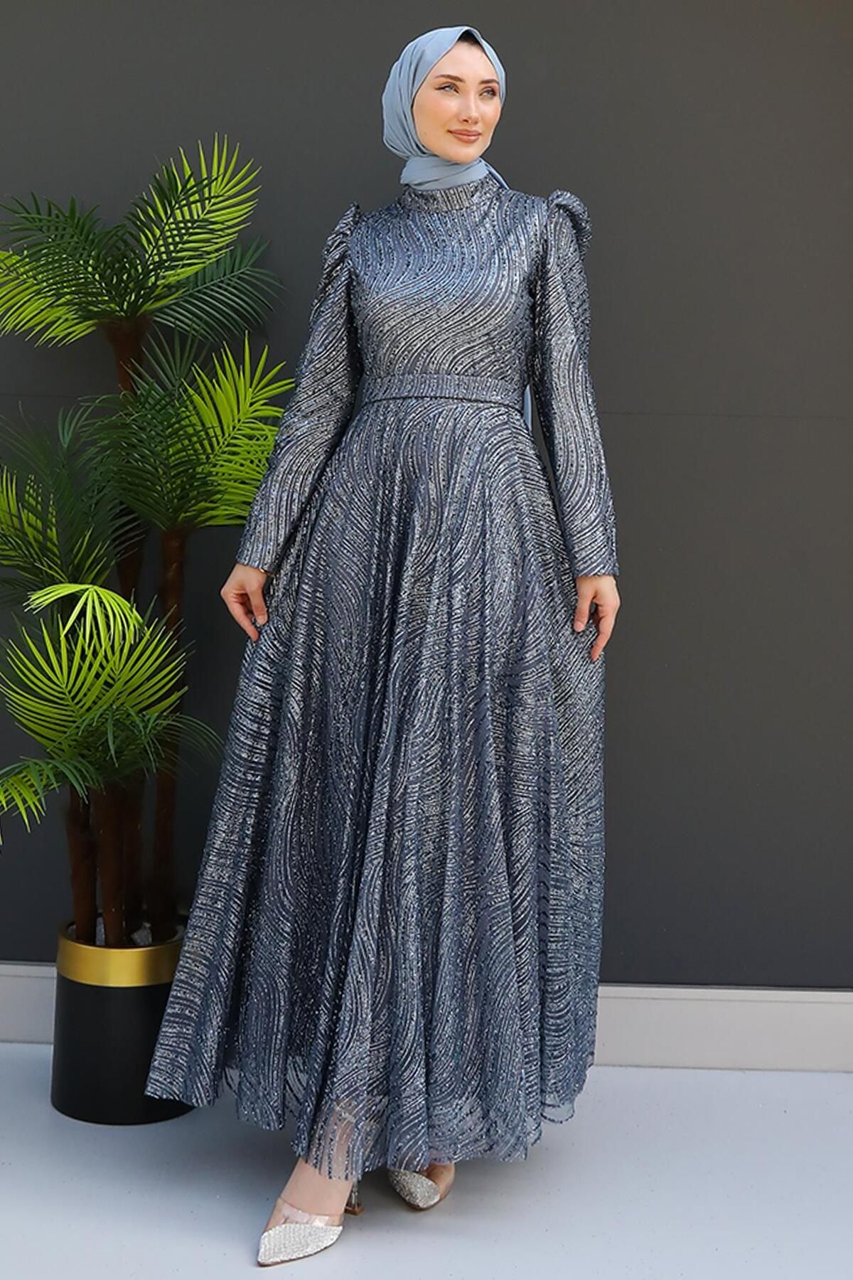 giz astore Dark Gray Hijab Dress Special Design Trendyol