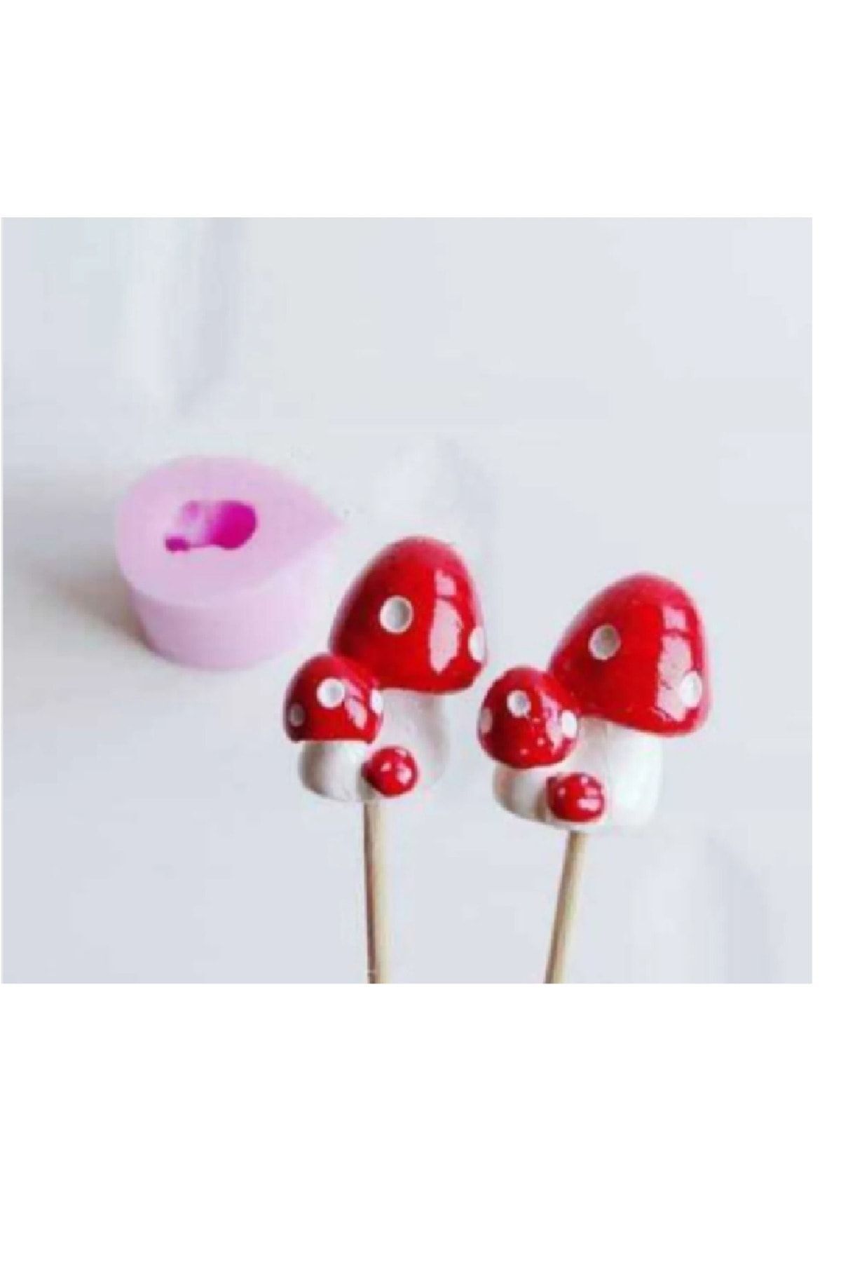2 Adet Mantar Maket Kürdanlı Cupcake Pasta Süsü Doğum Günü Süsleri Kürdan Süsü