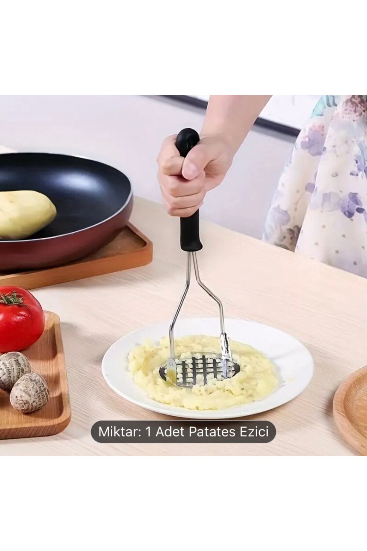 Metler Pratik Renkli Saplı Patates Ezeceği Paslanmaz Çelik Patates Ezici 1 Adet