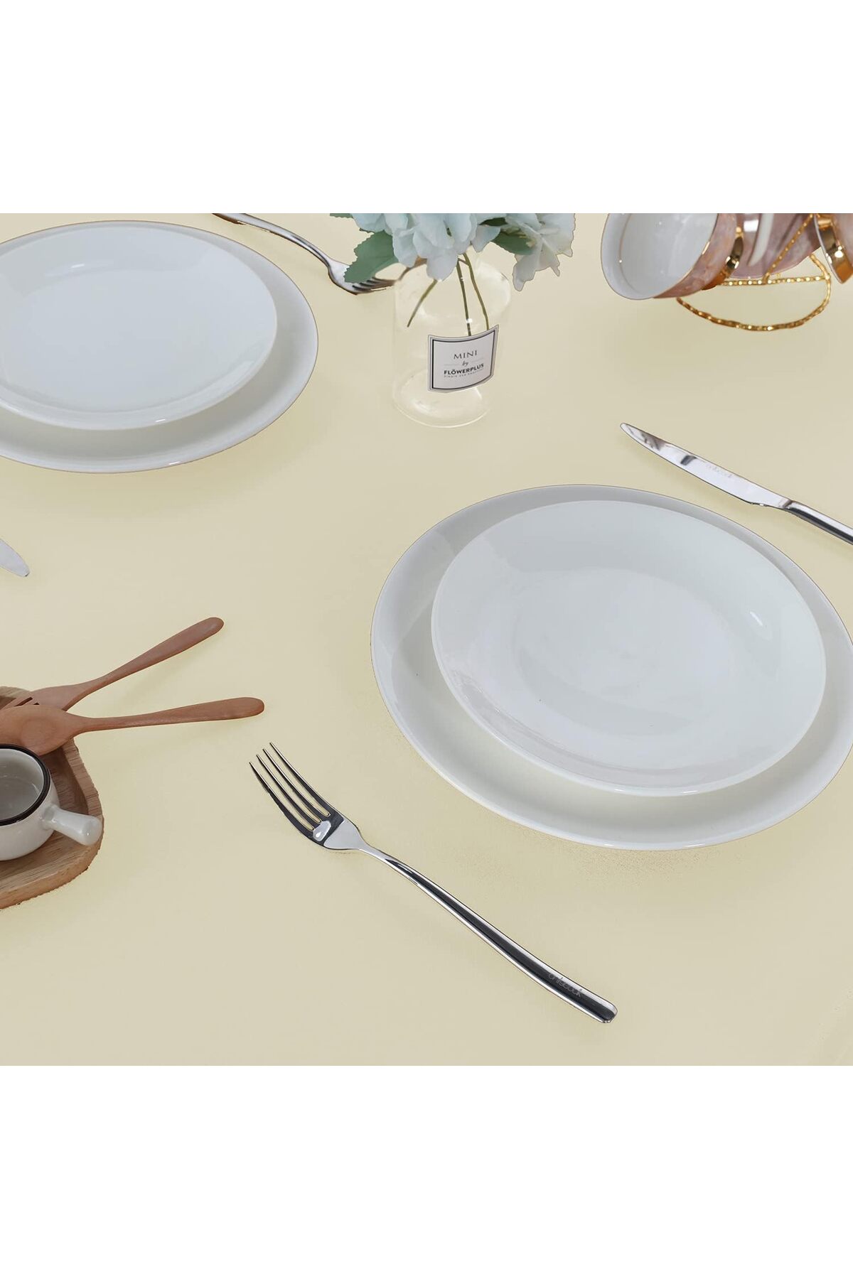 Liquid Resistant Cotton Linen Worry-Free Tablecloth Cream