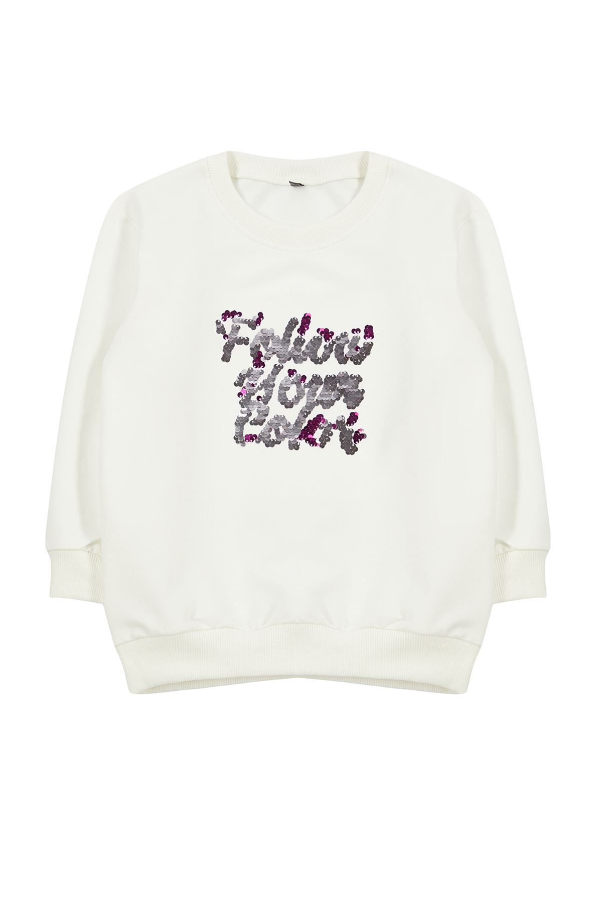 Trendyolmilla Kids Ekru*002 Kız Çocuk Mevsimlik-İnce Slogan Desenli Örme Sweatshirt TKDAW25SW00001