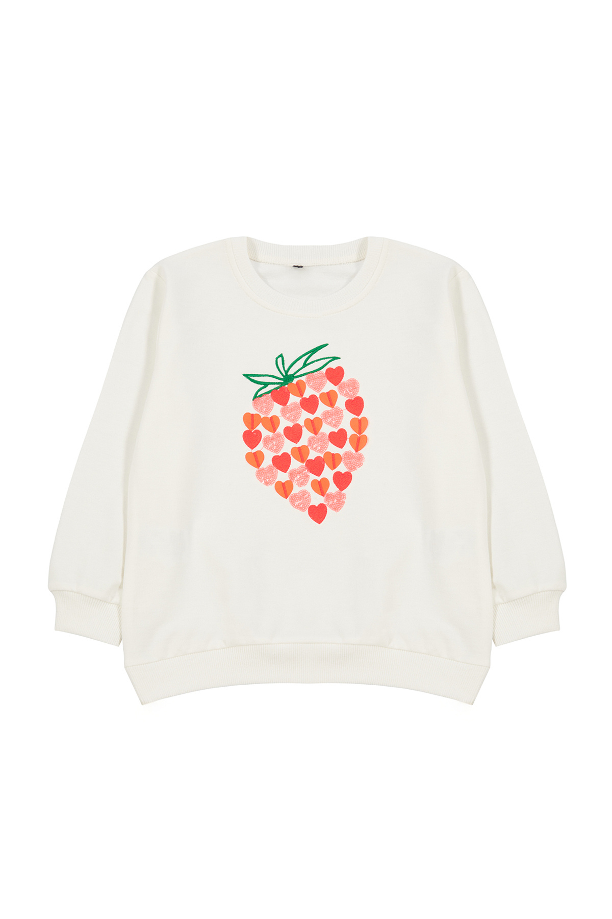 Trendyolmilla  Ekru*001 Kız Çocuk Mevsimlik-İnce Çilek Desenli Örme Sweatshirt TKDAW25SW00001