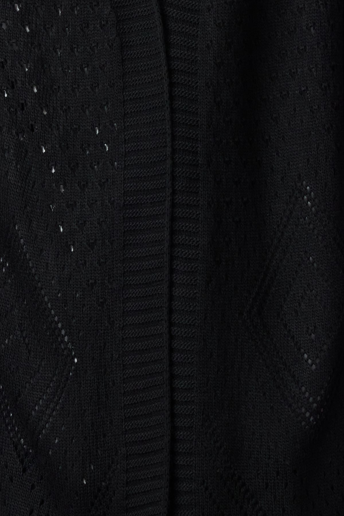 Trendyol Collection-Wide Fit Black Knitwear Midi Cardigan - Openwork and Perforated Twoaw24Hi00331 4