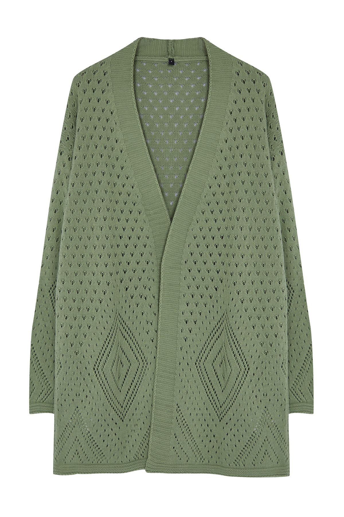 Trendyol Collection-Mintfarbener, durchbrochener/durchbrochener Midi-Strickjacke mit breiter Passform – TWOAW24HI00331 6