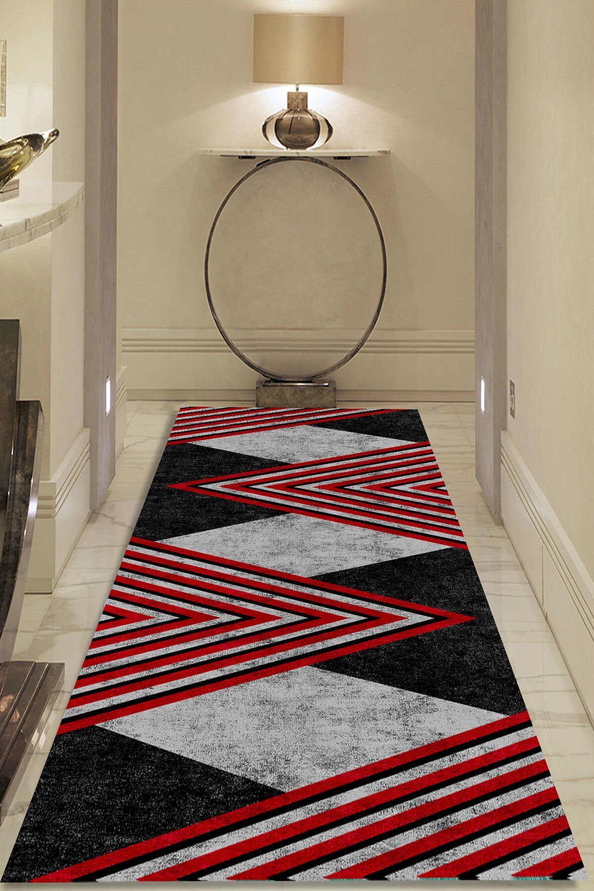 CAPPİO HALI-Red Mixed Patterned Carpet (Machine Washable Non-Slip Dot Base) - Cp1257 2
