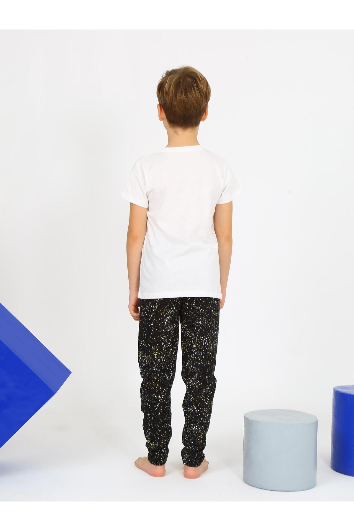 vitmo Erkek Çocuk Kısa Kollu %100 Pamuklu Mars Space Pijama Takımı fotoğrafı 3 (önizleme)