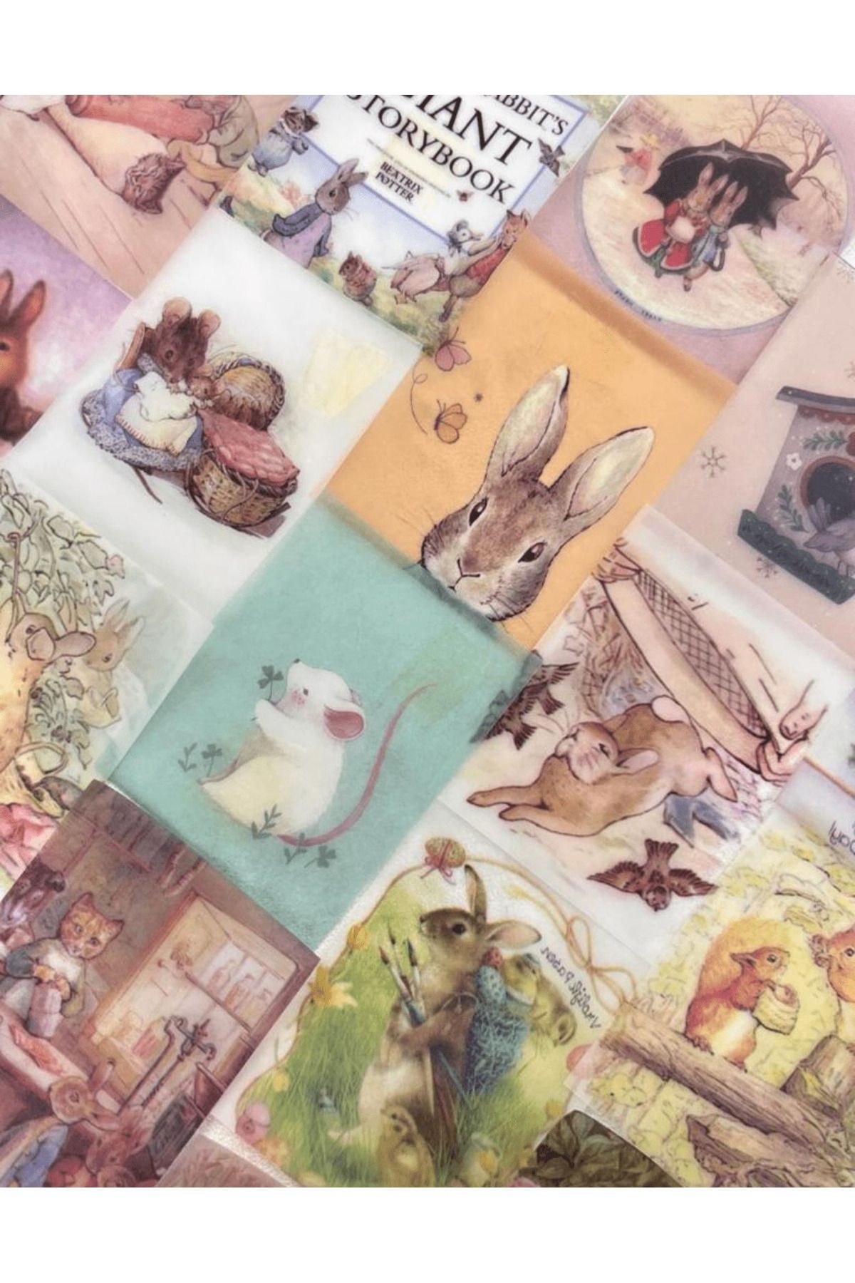 Kağıt Gemi Dükkan-The World Of Peter Rabbit And His Friends Themed 400 Sheets Mini Notebook Scrapbook Paper Set 3