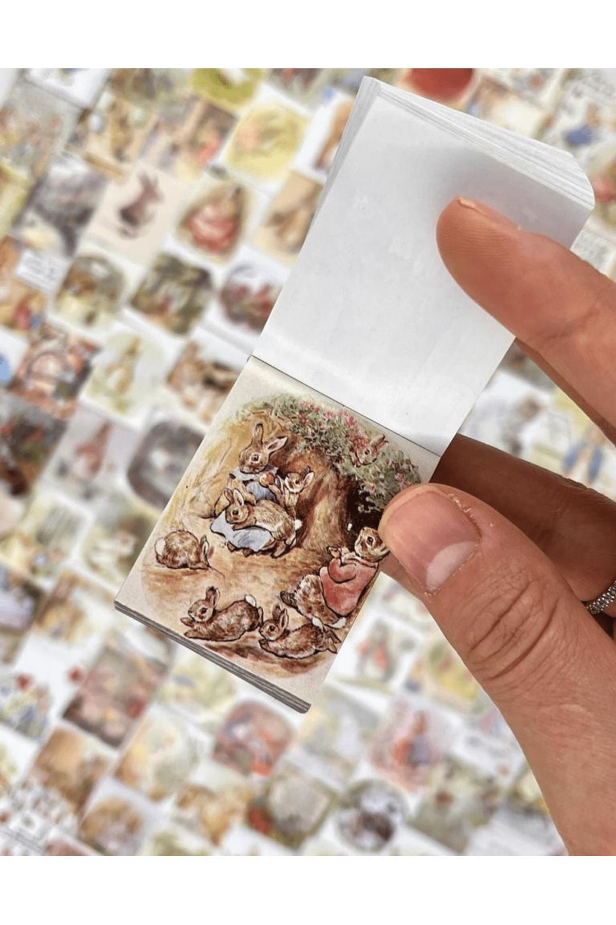 Kağıt Gemi Dükkan-The World Of Peter Rabbit And His Friends Themed 400 Sheets Mini Notebook Scrapbook Paper Set 4