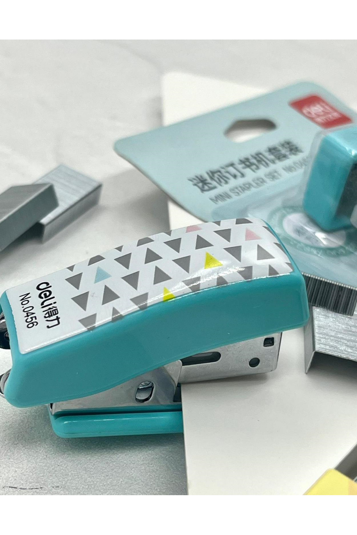 Kağıt Gemi Dükkan Mini Üçgen Desenli Mavi Zımba