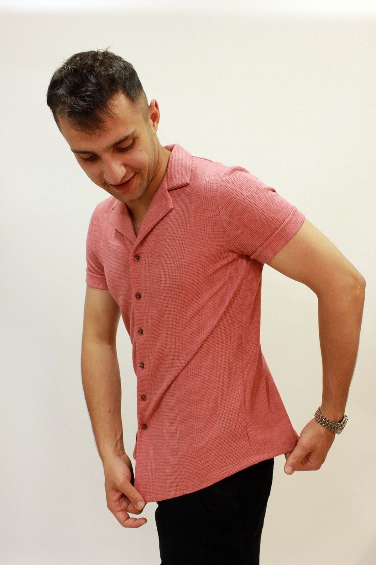 پیراهن مردانه صورتی Cazador | TXB3C672B425504 اورجینال - تصویر 2