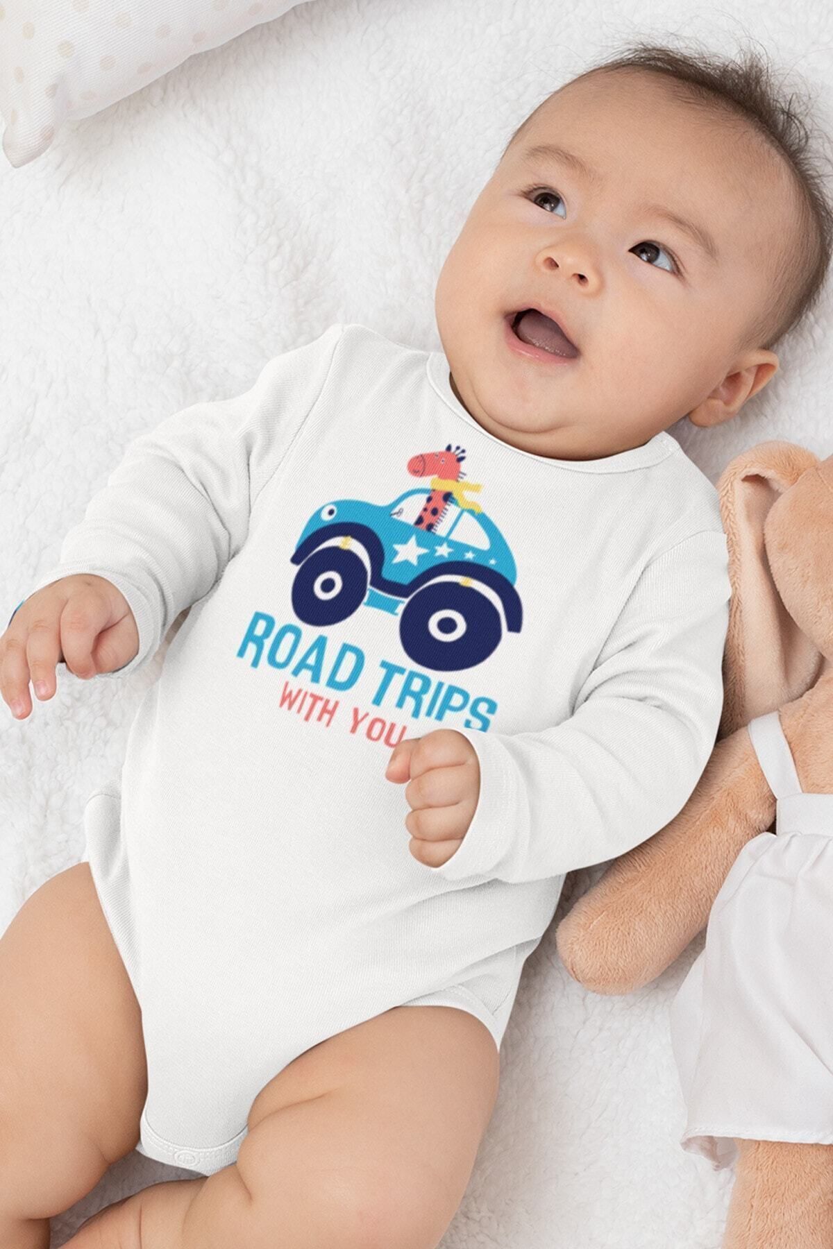  بادی کودک آستین بلند طرح‌دار مخصوص سفر جاده‌ای با پارچه ۱۰۰٪ پنبه ارگانیک مدل ۵۵۶۲