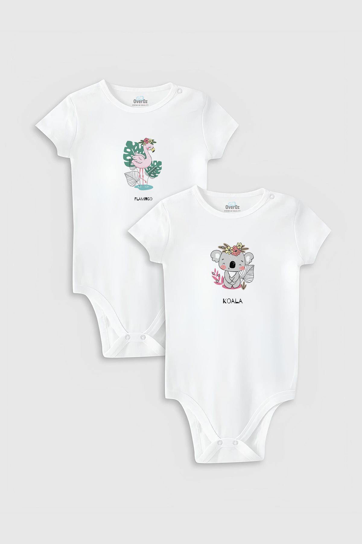  ست بادی نوزادی دو تکه طرح کوآلا طرح فلامینگو، ۱۰۰٪ پنبه ارگانیک، ۵۳۳۲-۵۳۳۳