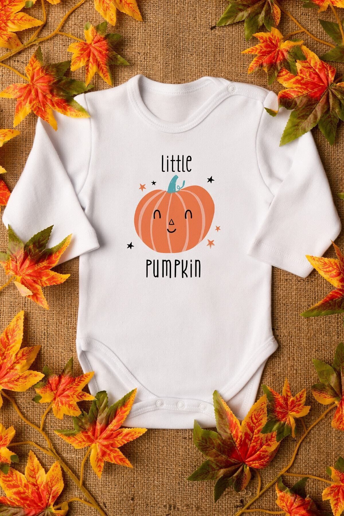  بادی نوزادی آستین بلند طرح کدو حلوایی ارگانیک ۱۰۰٪ پنبه کد ۵۵۴۰