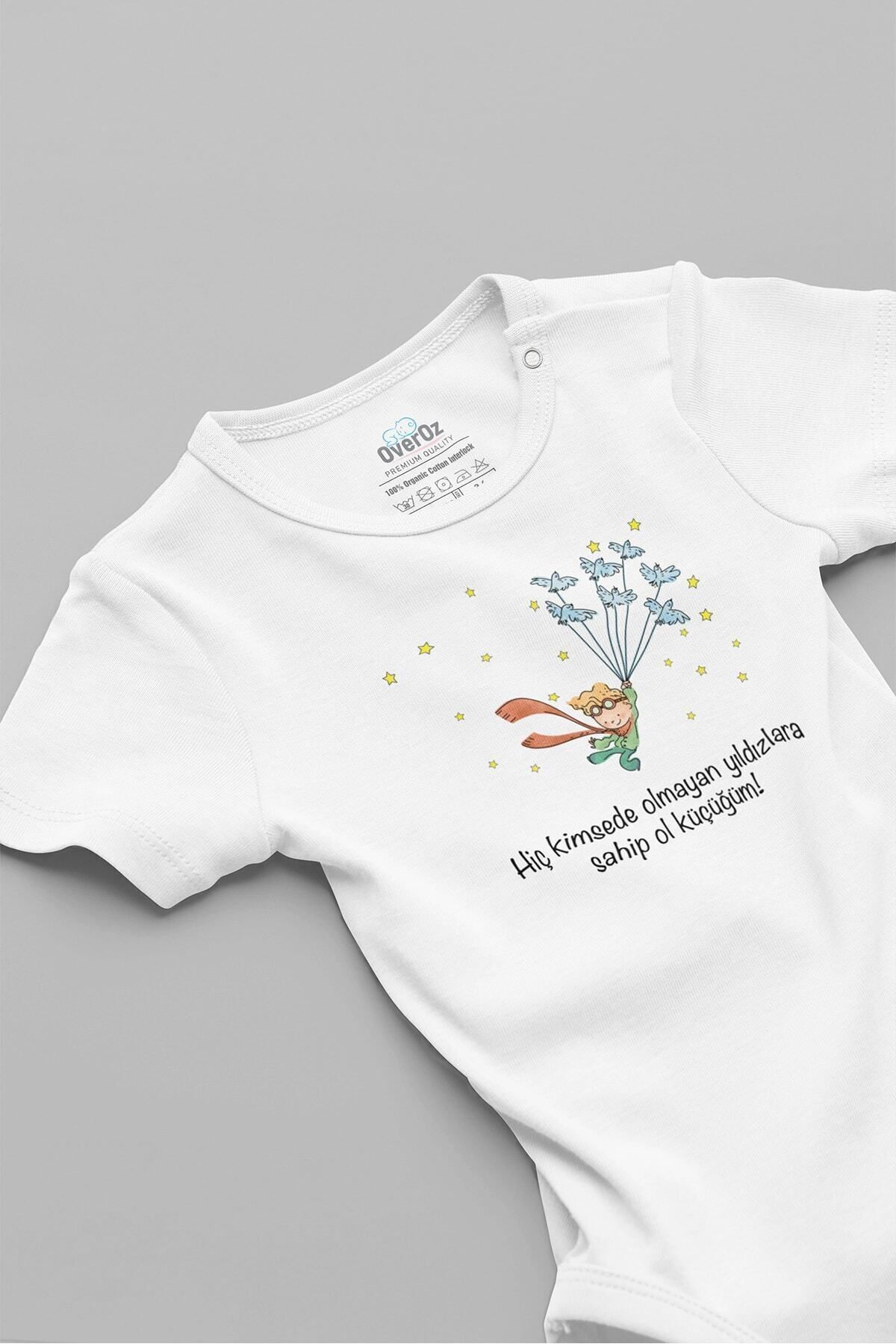 Organic 100% Cotton Little Prince Printed Baby Body White Snapsuit 5077