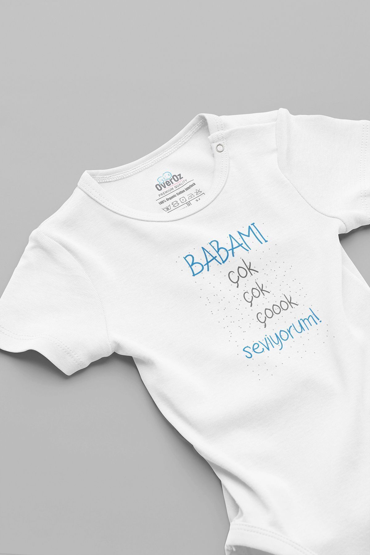  بادی کودک طرح «من عاشق پدرم هستم» ۱۰۰٪ پنبه ارگانیک، سفید، چسبی، ۵۸۴۲