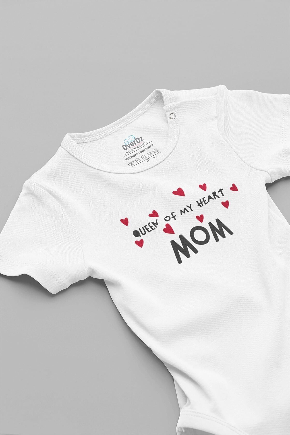 Organik %100 Pamuk Queen Of My Heart Mom Anne Baskılı Çıtçıtlı Bebek Body Badi Zıbın Tulum 5641