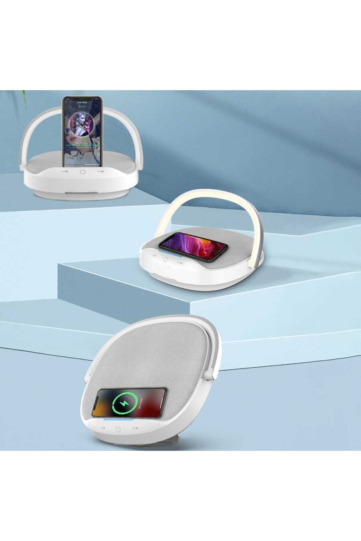 Cep-h Gece Lambalı Ve Kablosuz Şarj Standlı Bluetooth Speaker Hoparlör Y1 7