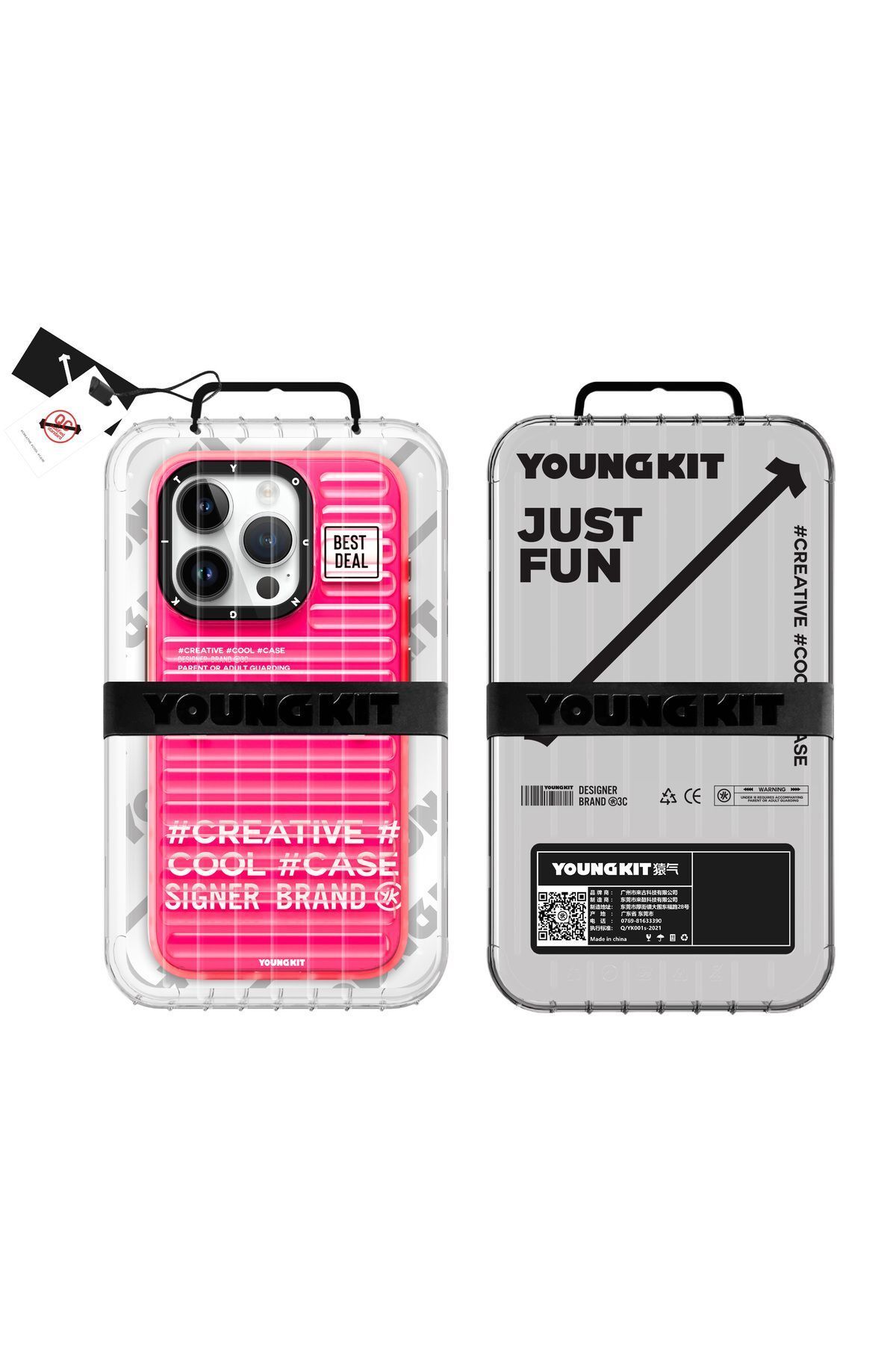 iPhone 15 Pro Max YoungKit Luggage FireFly Serisi Kılıf - Pembe
