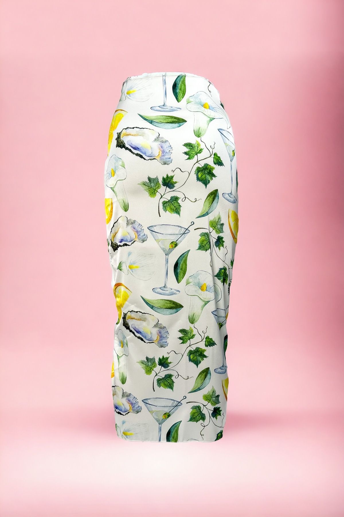 pistore-White Satin Beach Dress with Lemon Detail - Margarita Cup, Long Pareo 3